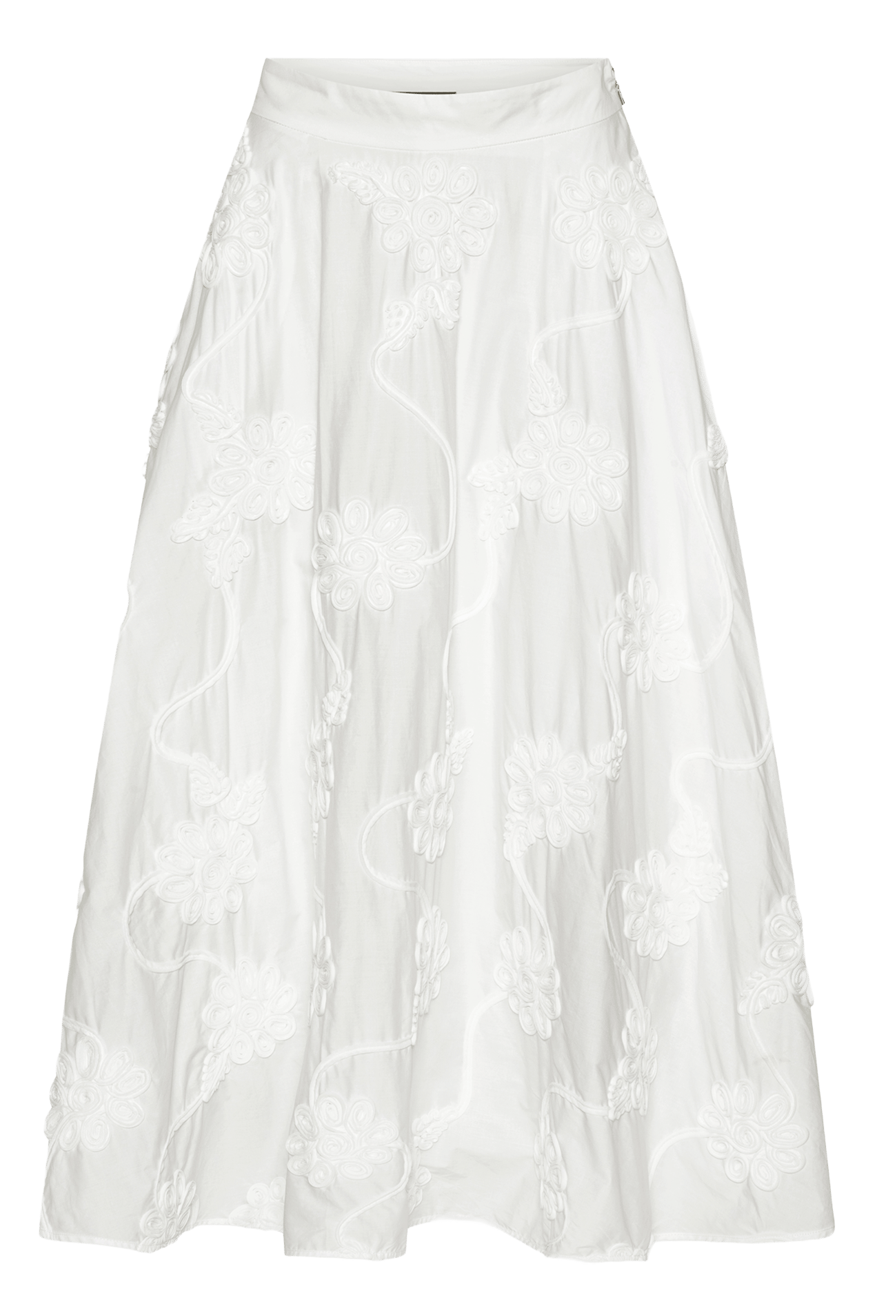 Ausgestellter langer Rock mit Stickereien ROTATE Weiss