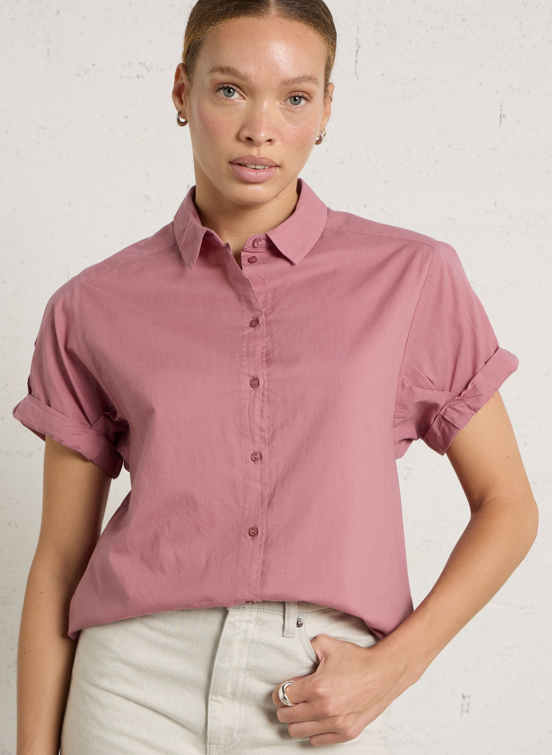 Chemise col classique en coton  SUD EXPRESS Rose