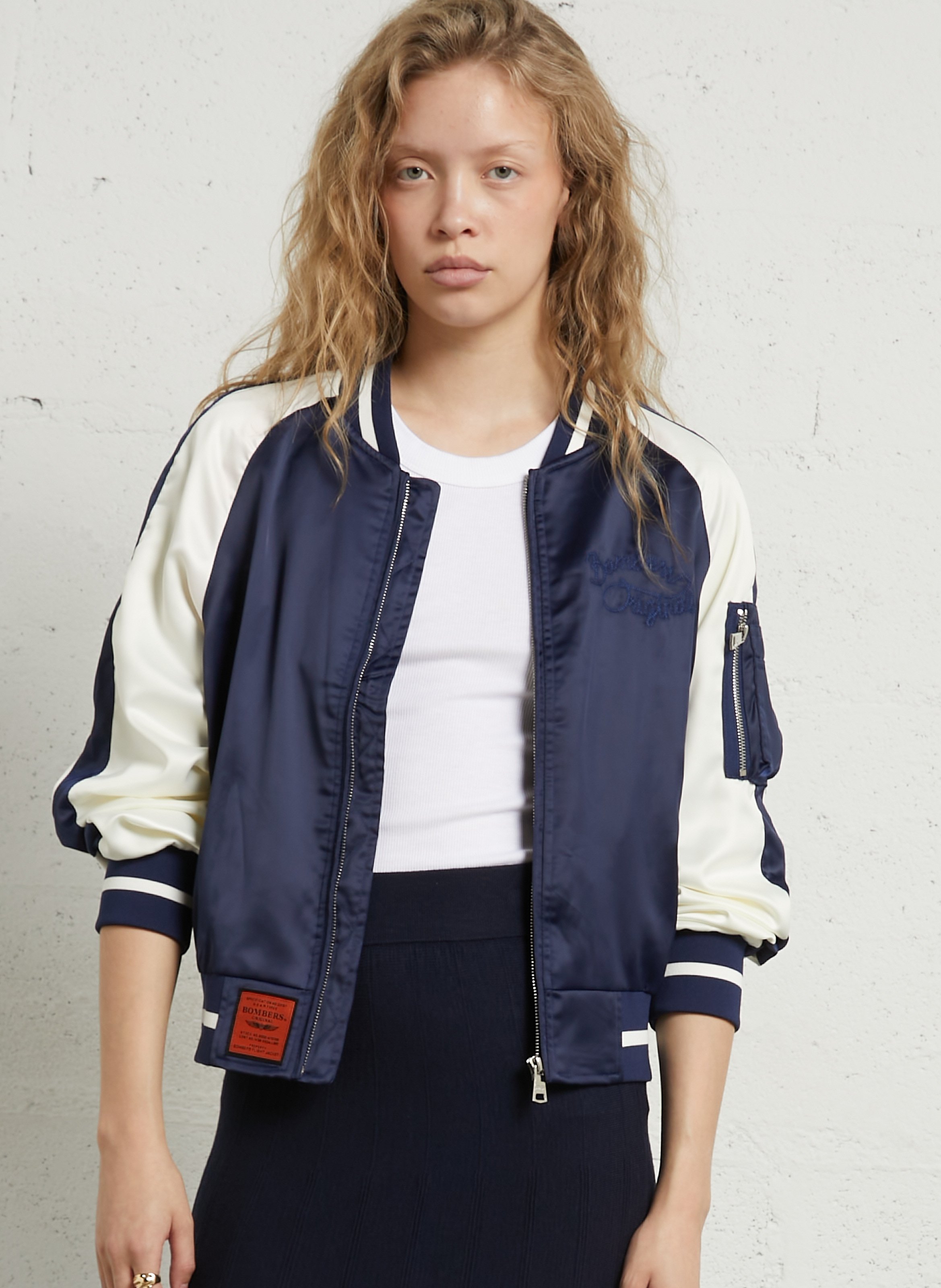 Gerader Blouson mit Teddykragen und Stickerei BOMBERS ORIGINAL Blau