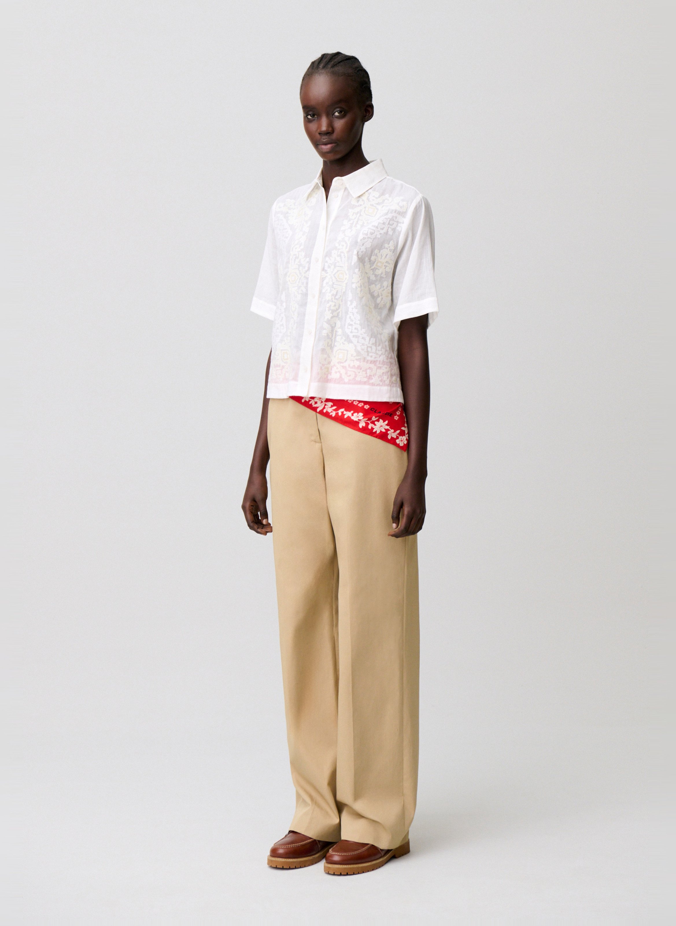 Chemise col classique en coton mélangé CLAUDIE PIERLOT Beige