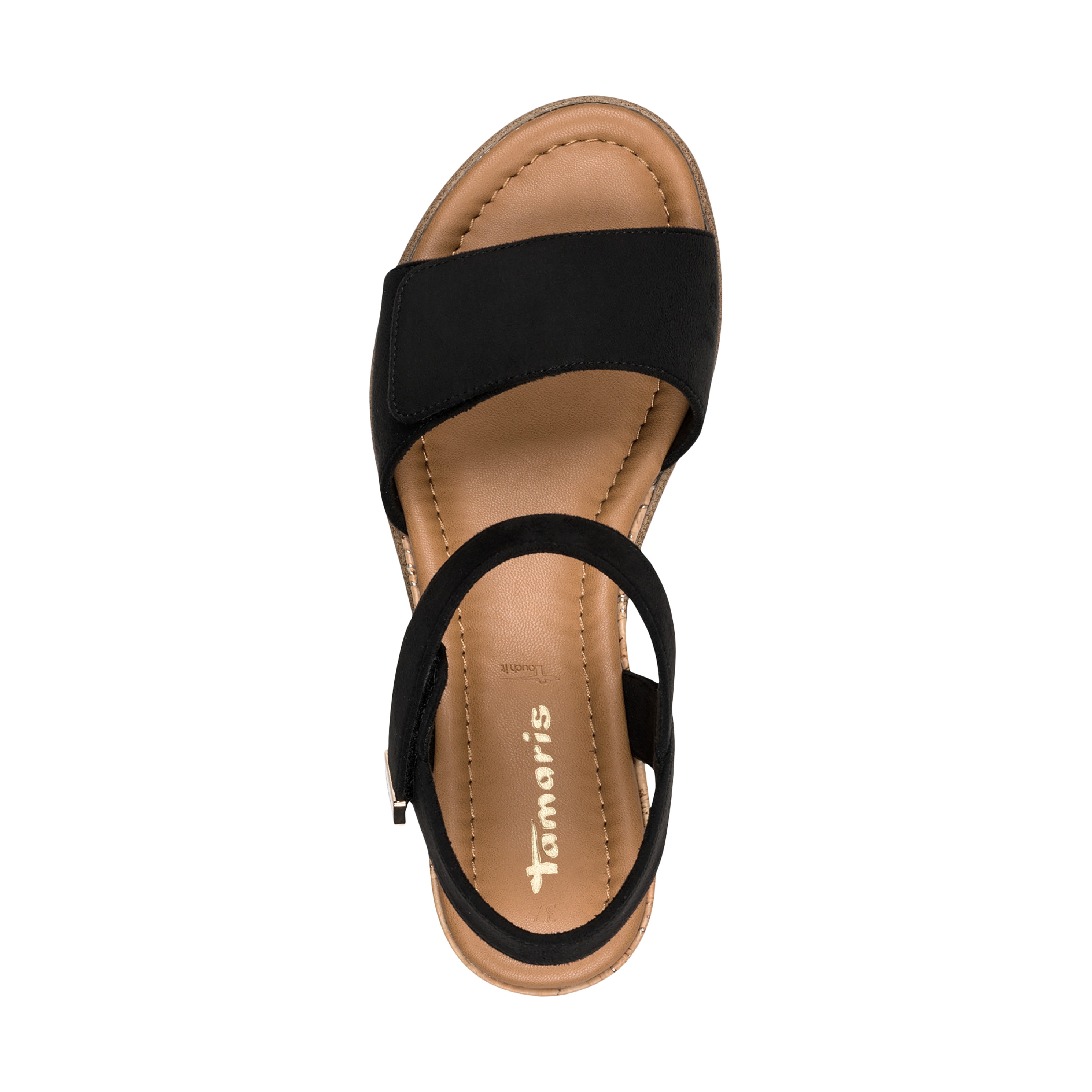 Sandales compensées à scratch TAMARIS Noir