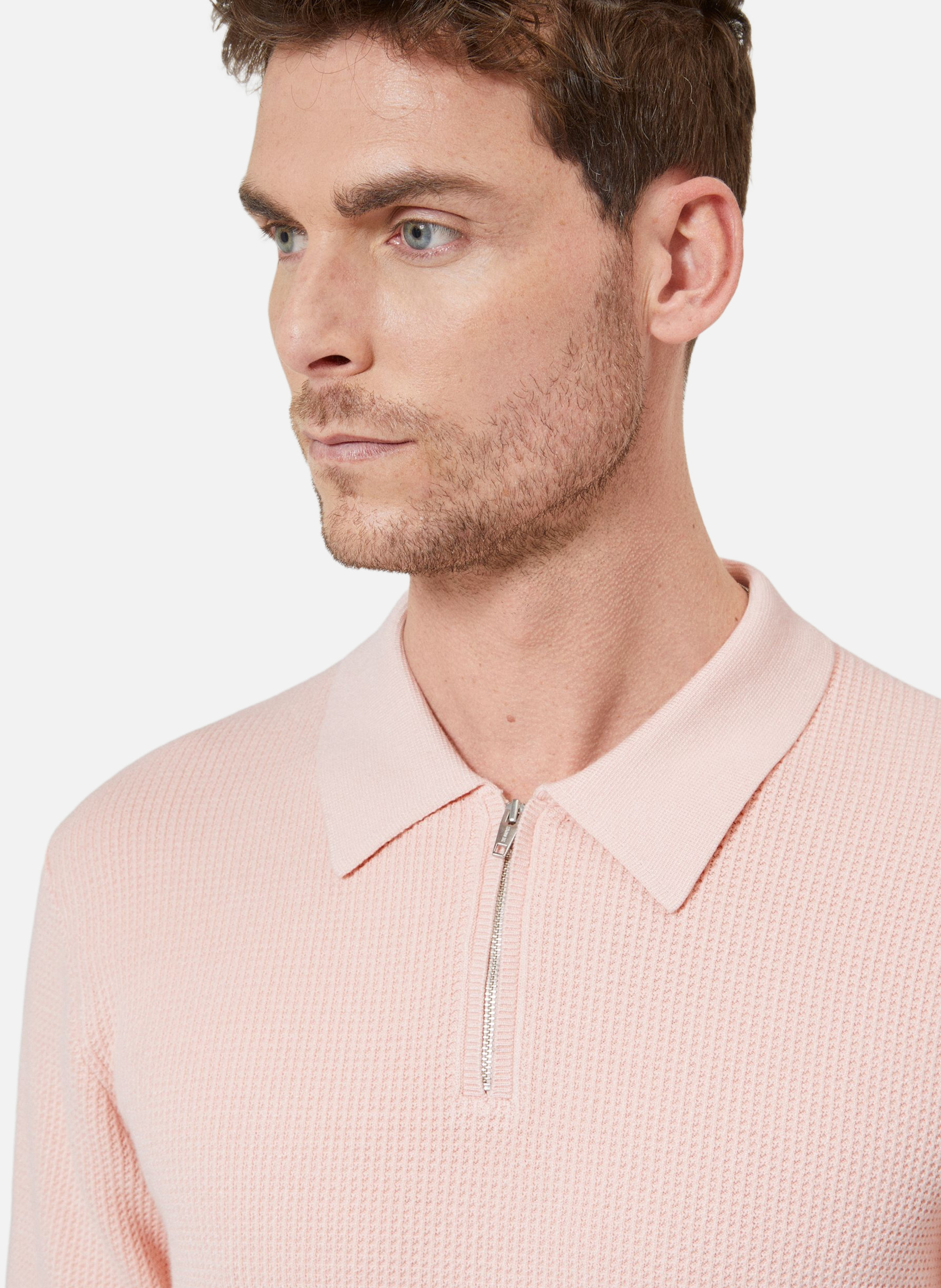 Pull col polo à zip Rose
