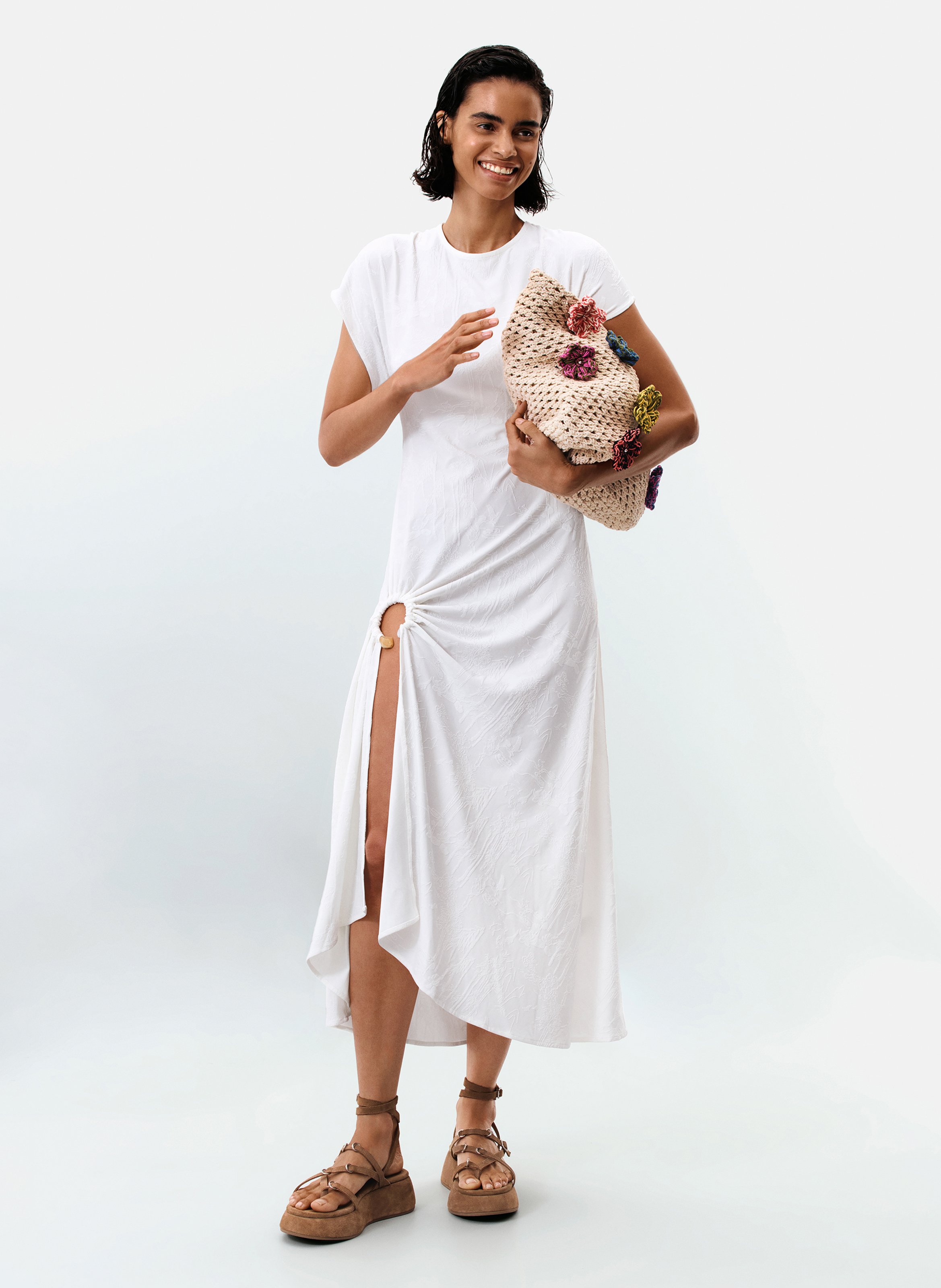 Robe midi ample DESIGUAL Blanc