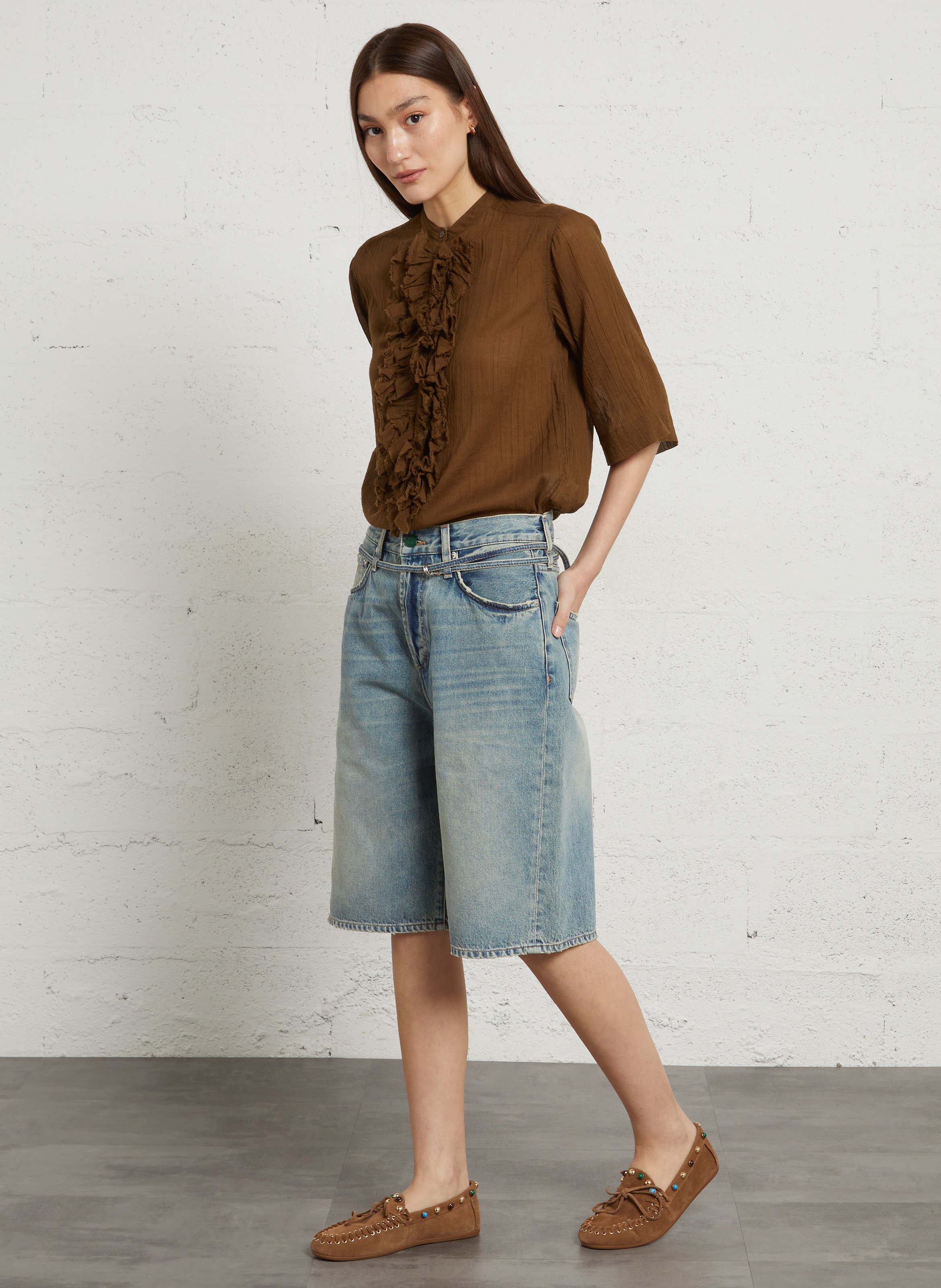 Mocassins en cuir velours BIBI LOU Marron