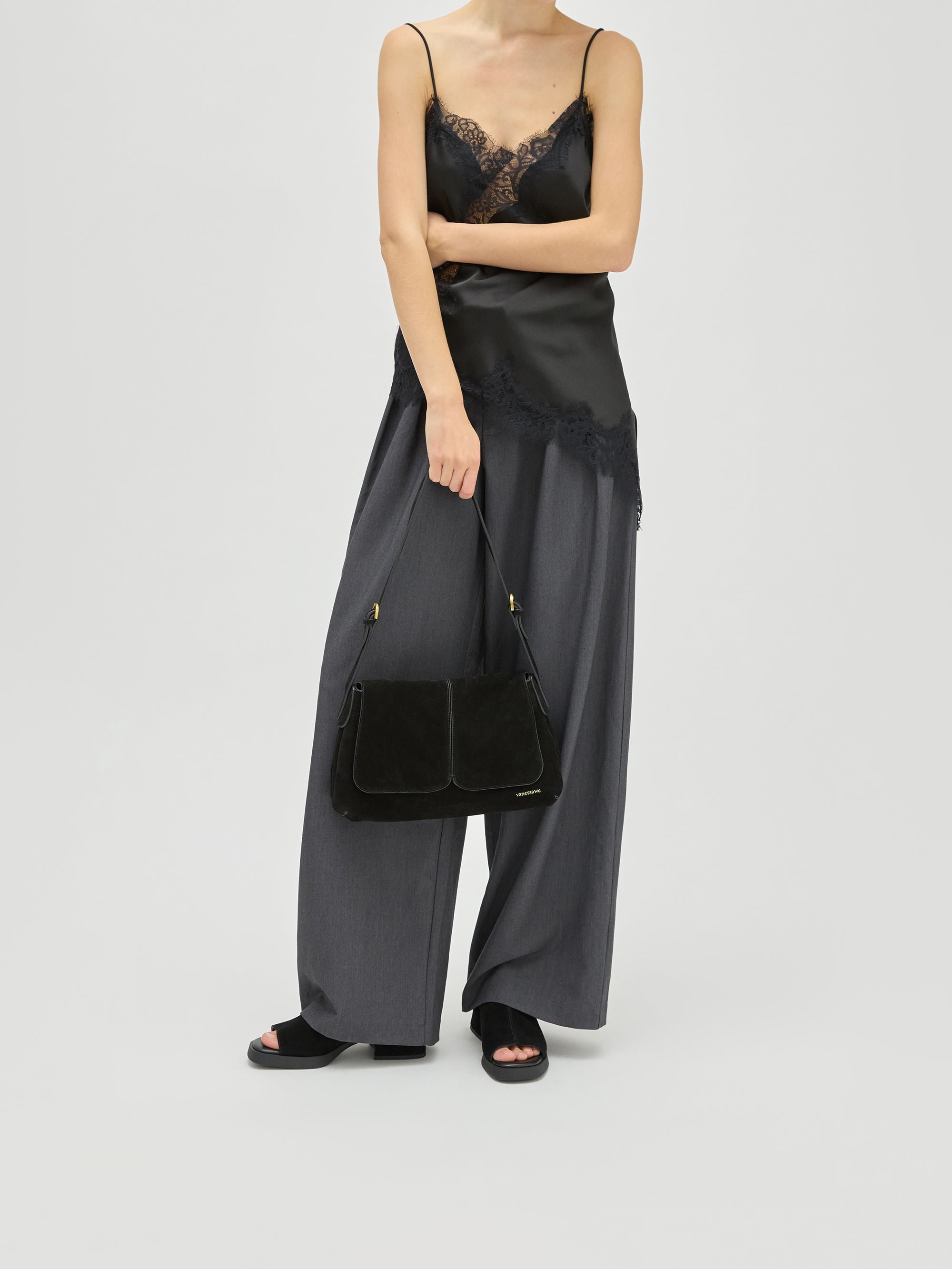 Cow print pony hair effect mules with heel VANESSA WU Black