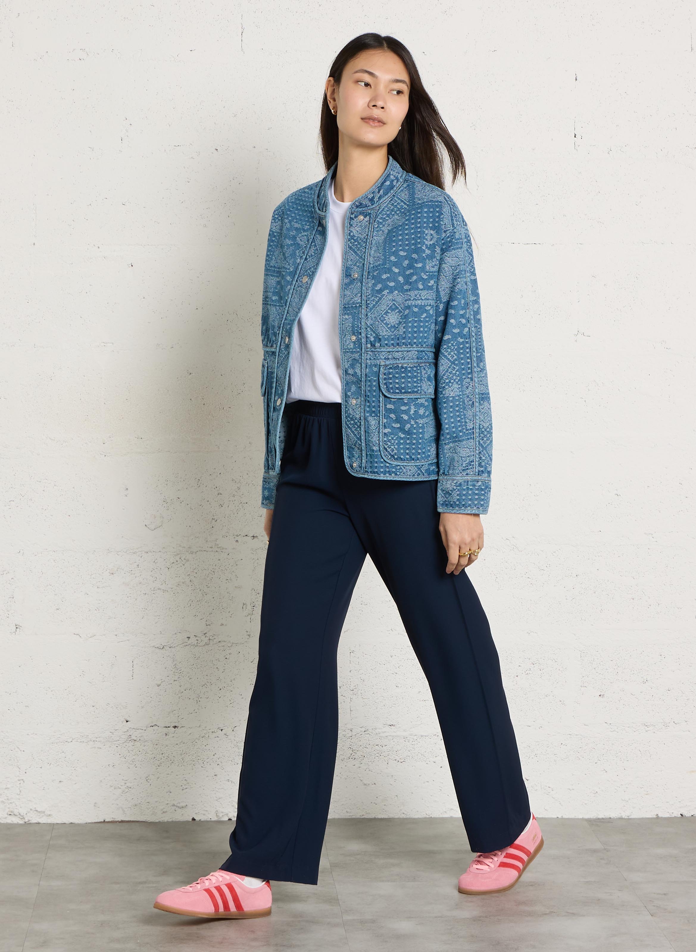 Jacke aus Baumwoll-Mix mit Mao-Kragen SUD EXPRESS Blau