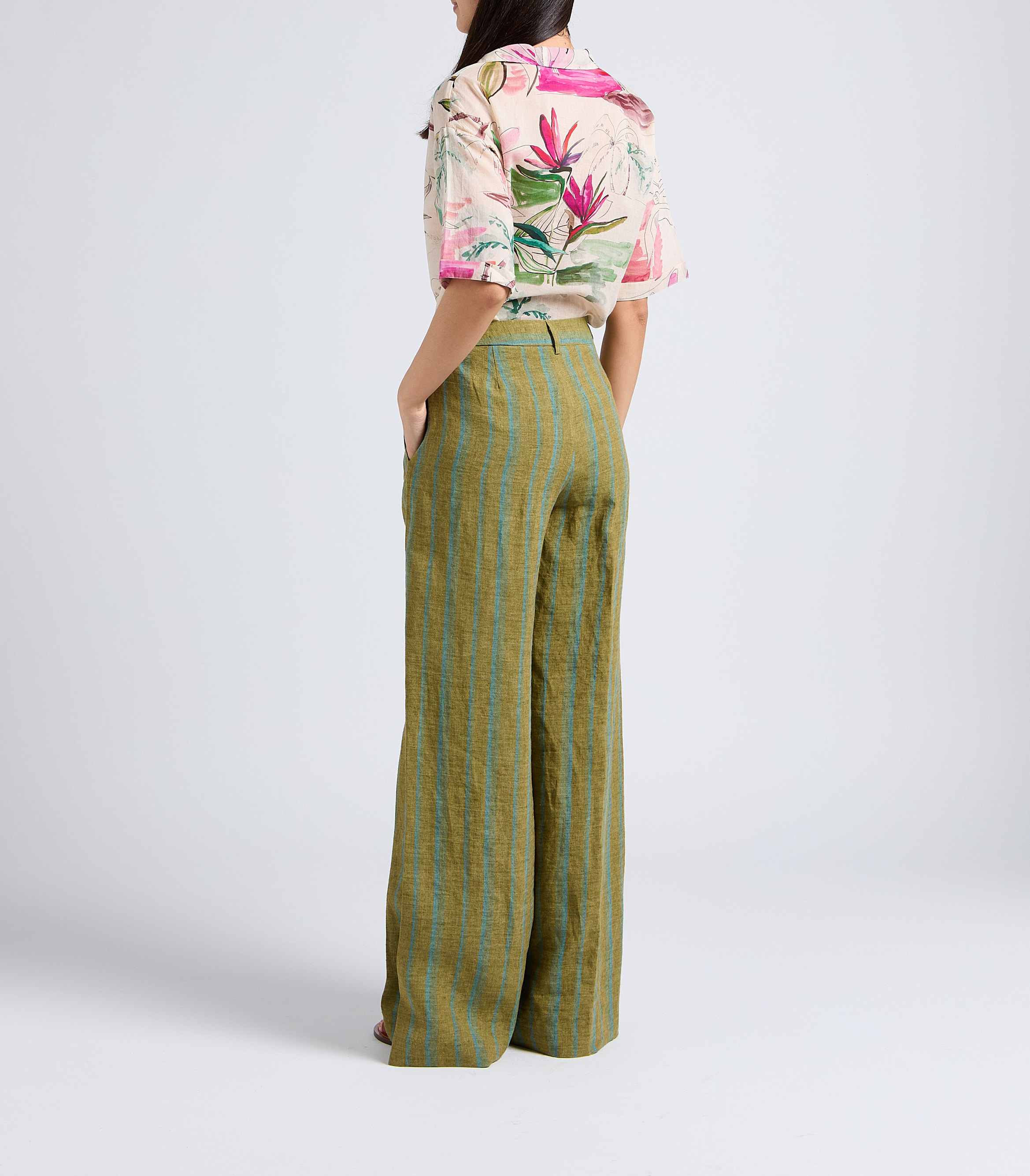 Camisa holgada estampada de algodón con cuello clásico DIEGA Rosa