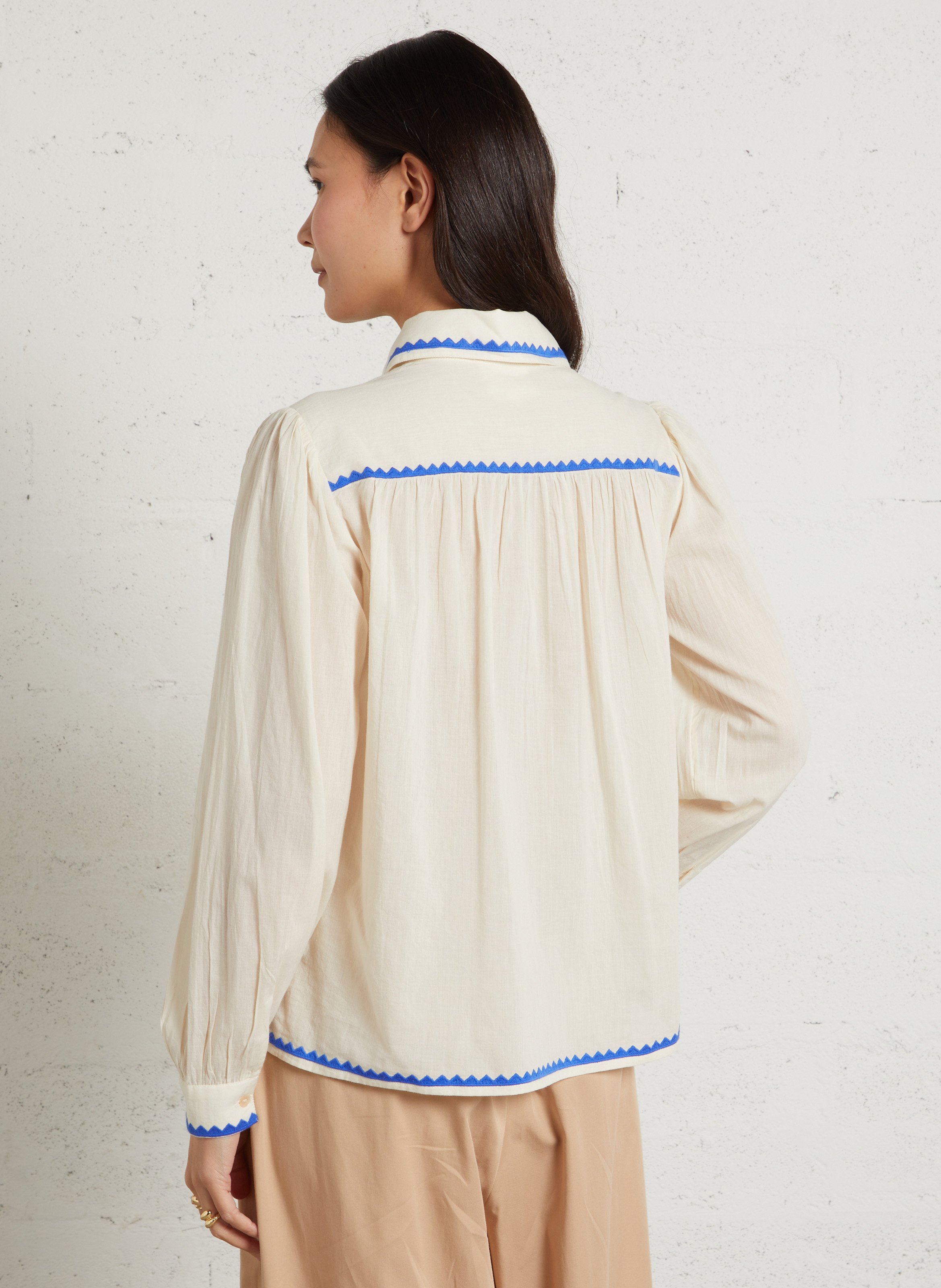 Rechte blouse met borduurwerk MAISON 123 Beige