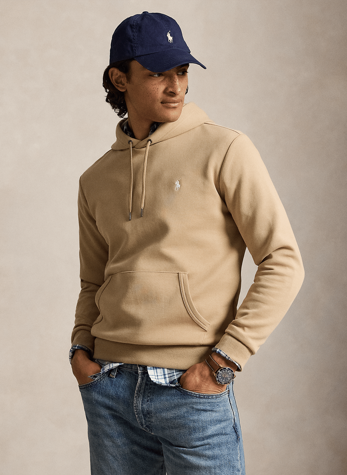 Straight cotton-blend hoodie POLO RALPH LAUREN Beige