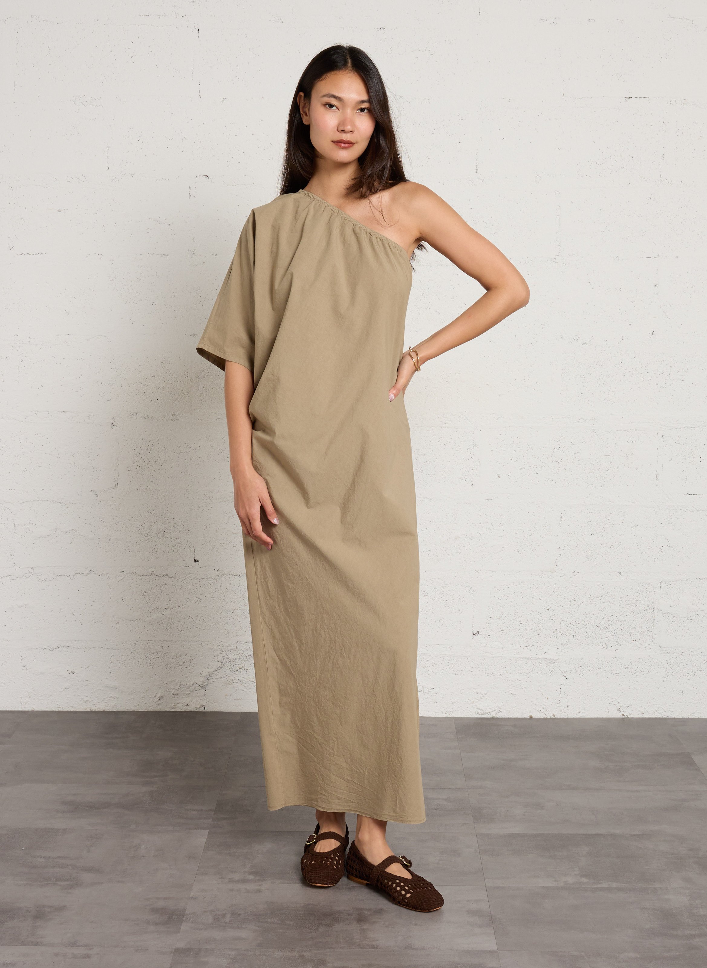 Robe asymétrique en popeline de coton MASSCOB Gris