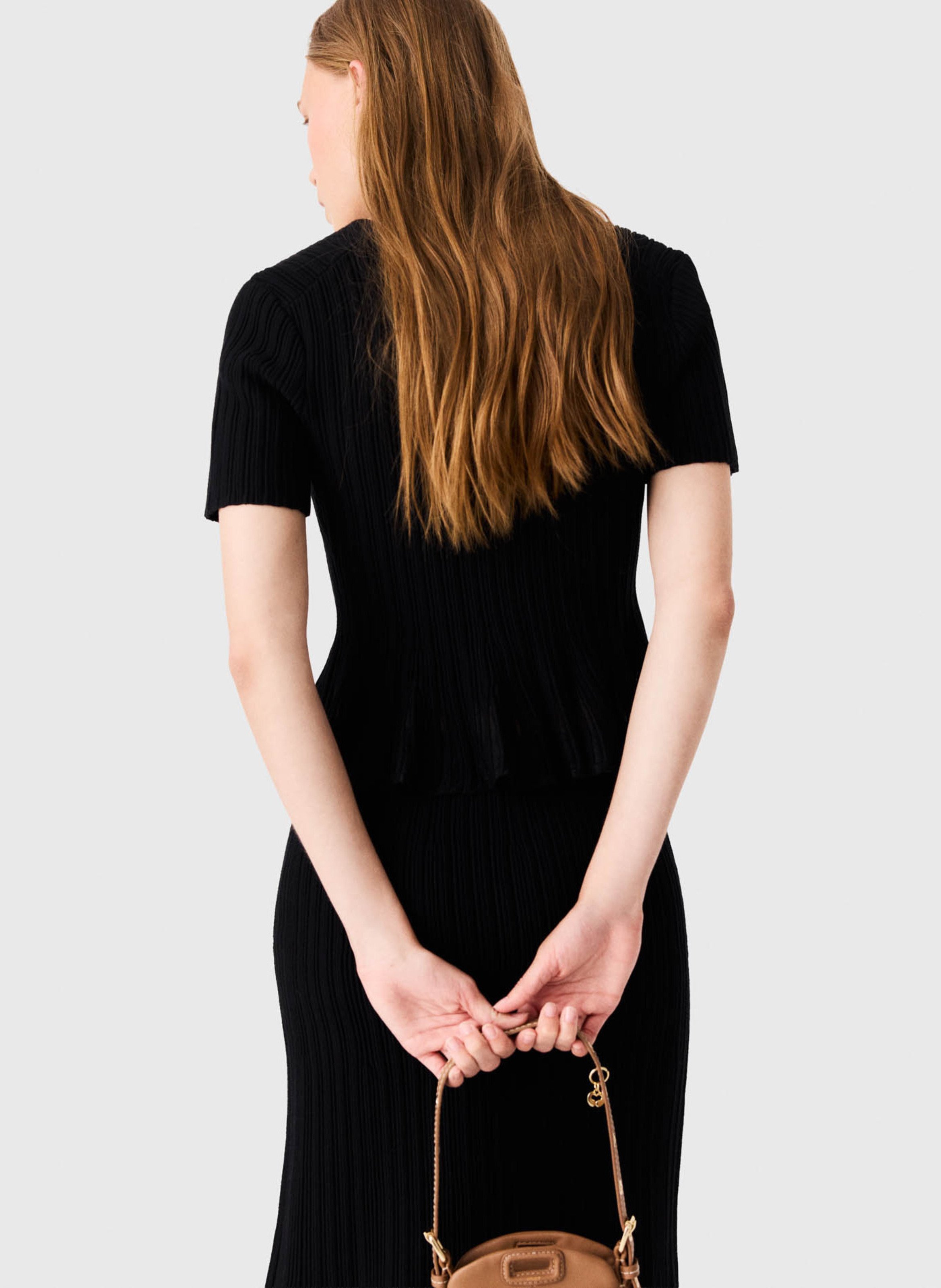 Gilet droit col V MAJE Noir