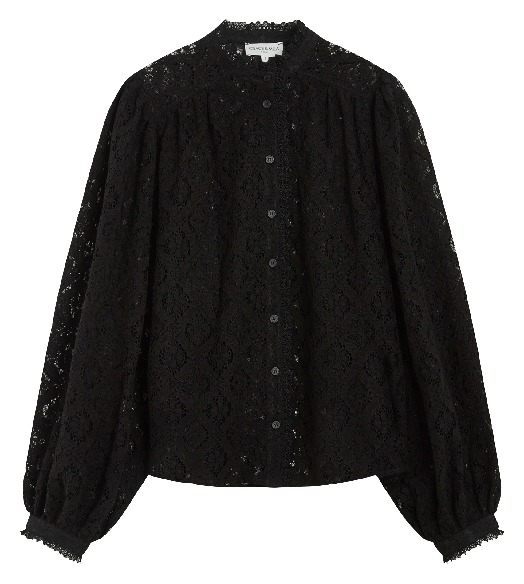 Straight-cut shirt with lace GRACE ET MILA