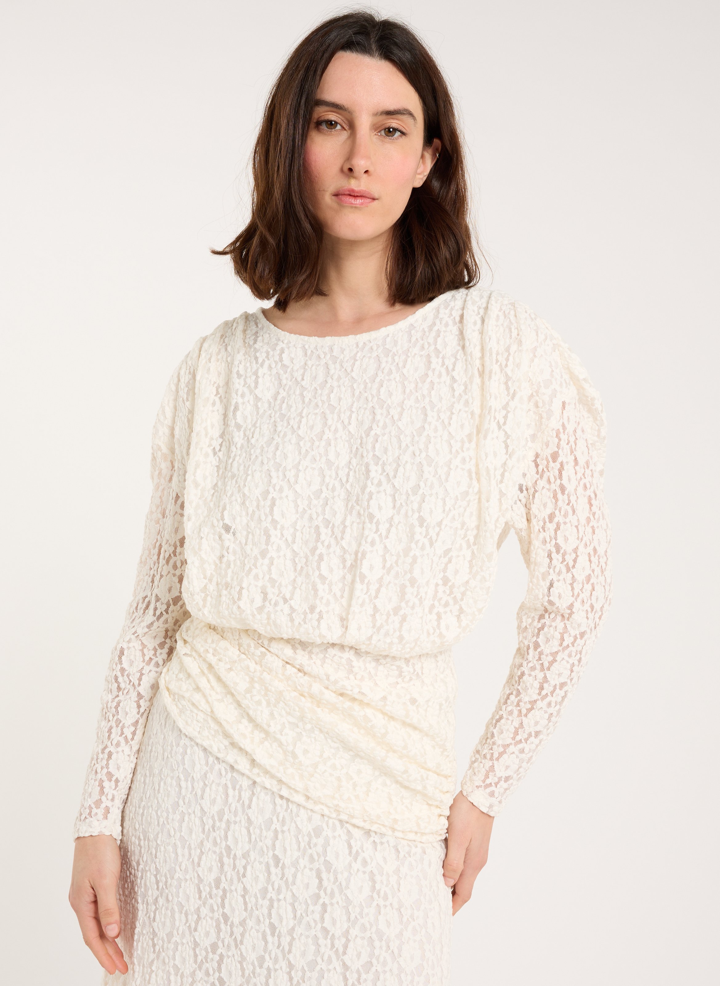 Gehaakte top met ronde hals SAISON 1865 Beige