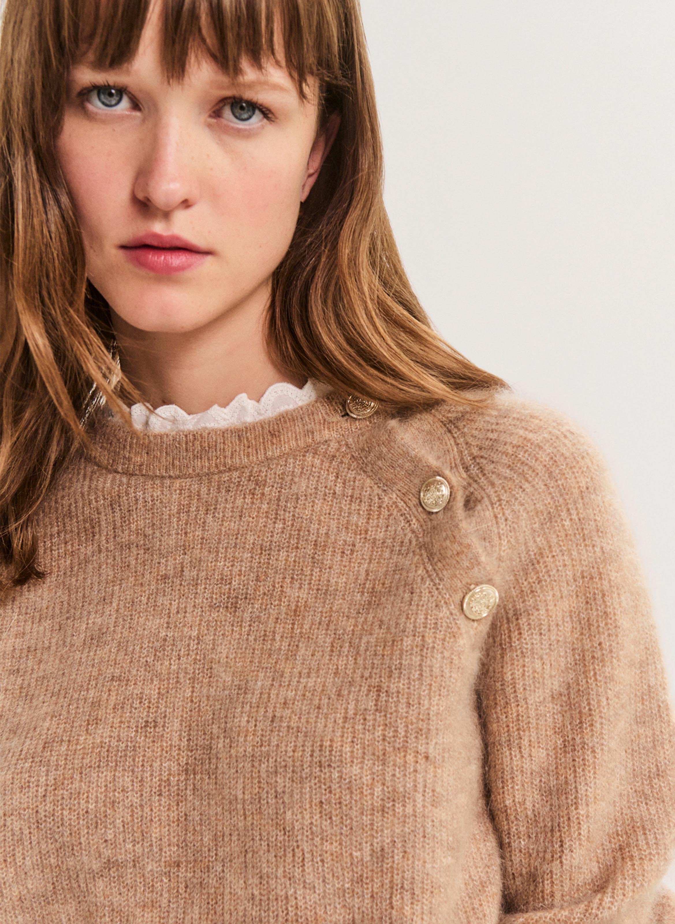 Gerade geschnittener Wollmix-Pullover | Beige PABLO Damen