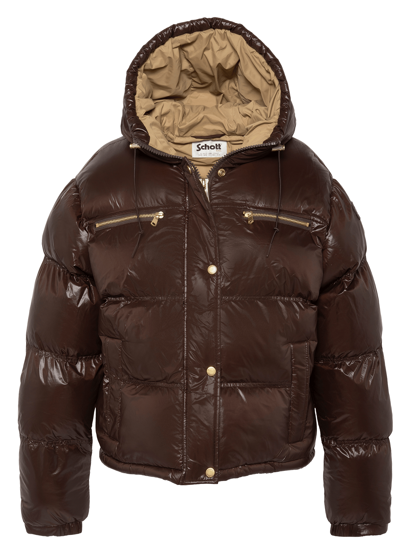 Doudoune matelassée manches longues  SCHOTT Marron