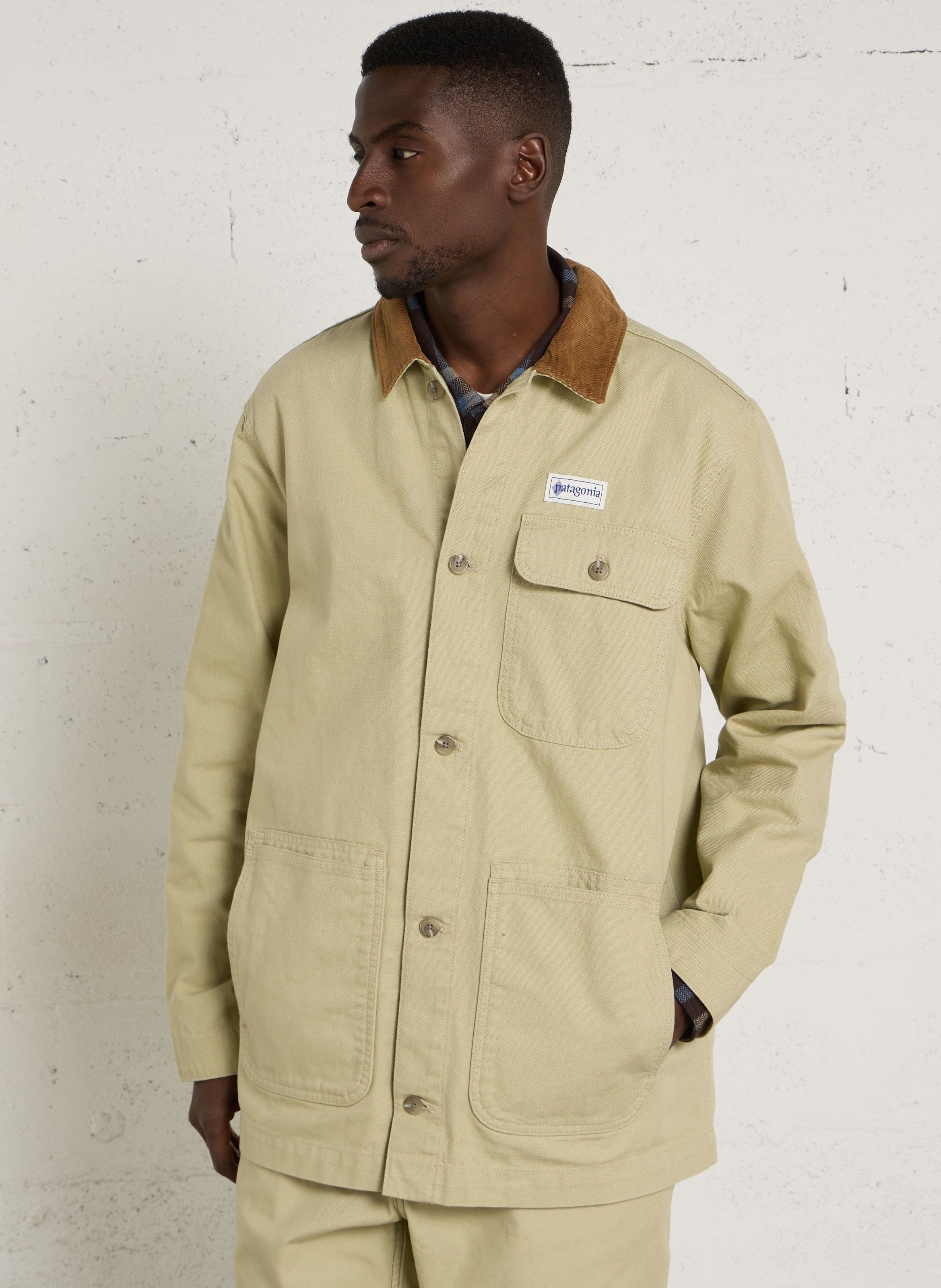 Straight fit classic collar organic cotton jacket PATAGONIA Beige