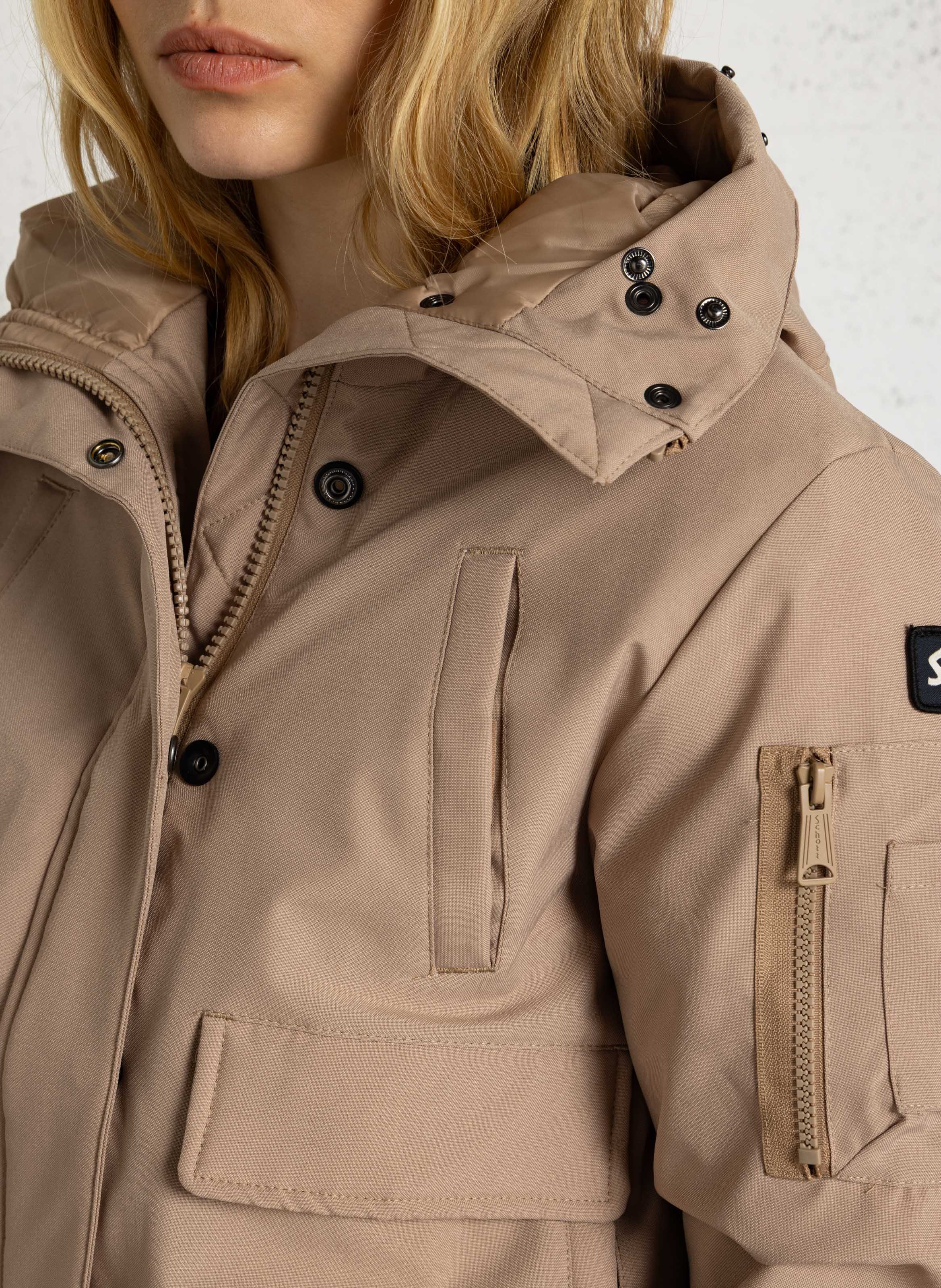 Short hooded jacket with a high collar SCHOTT Beige
