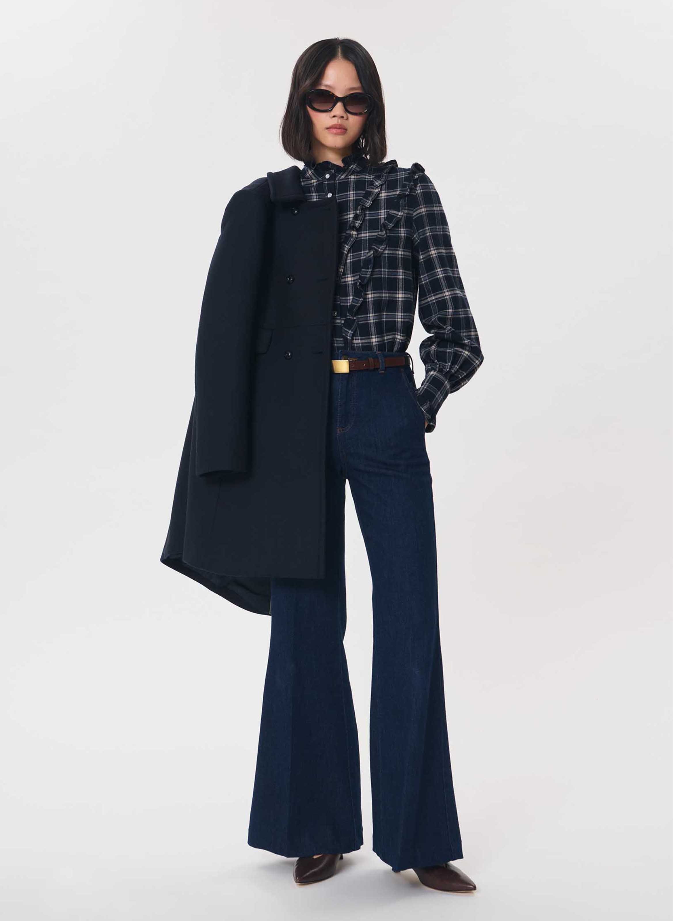 Jean flare en denim brut TARA JARMON Bleu