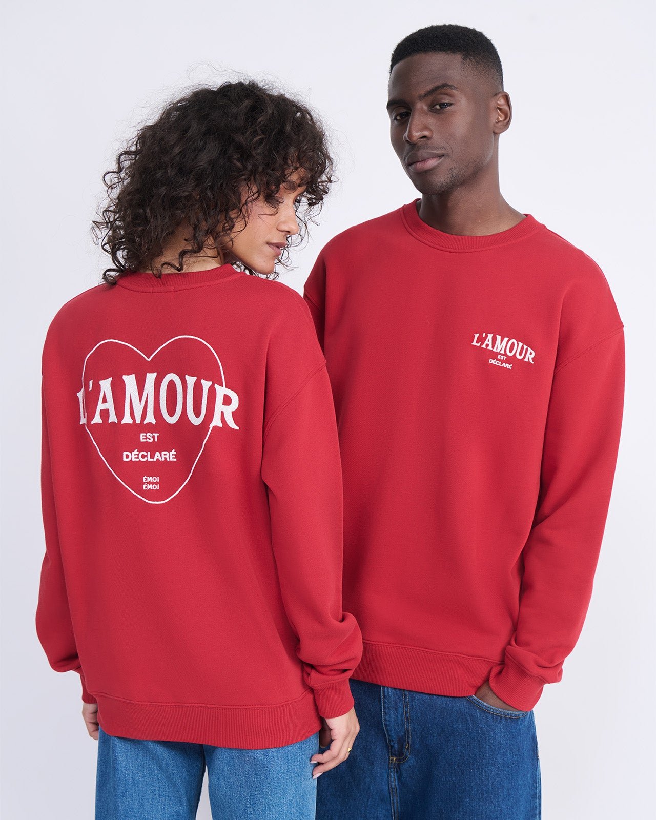 Love is declared embroidered sweatshirt EMOI EMOI Red