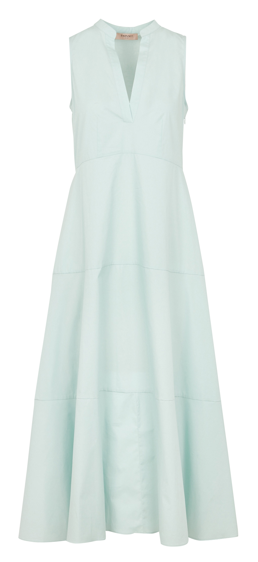Long cotton-blend V-neck dress TWINSET Green