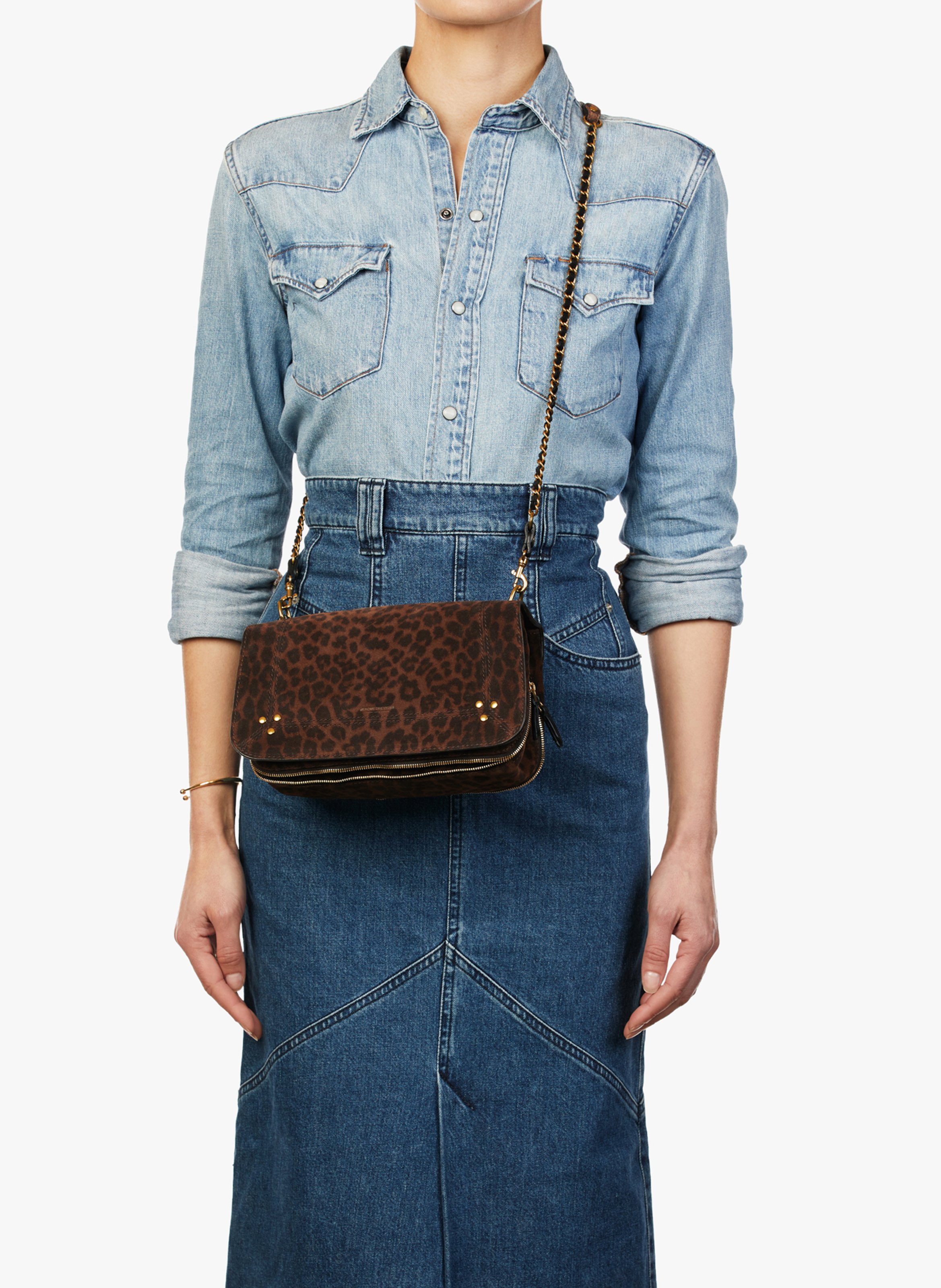 Leopard print leather shoulder bag JEROME DREYFUSS Multicolored