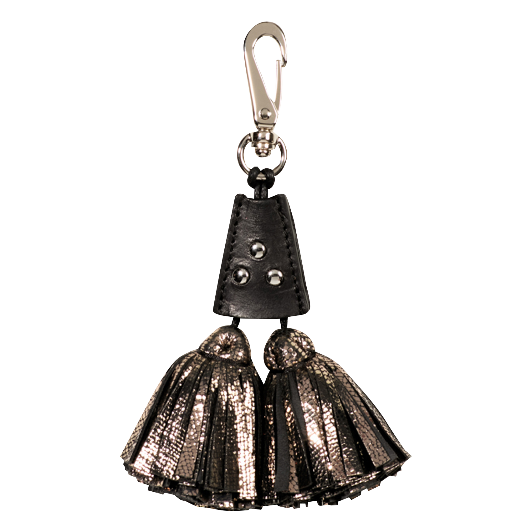 Leather keyring with double pompom JEROME DREYFUSS Silver