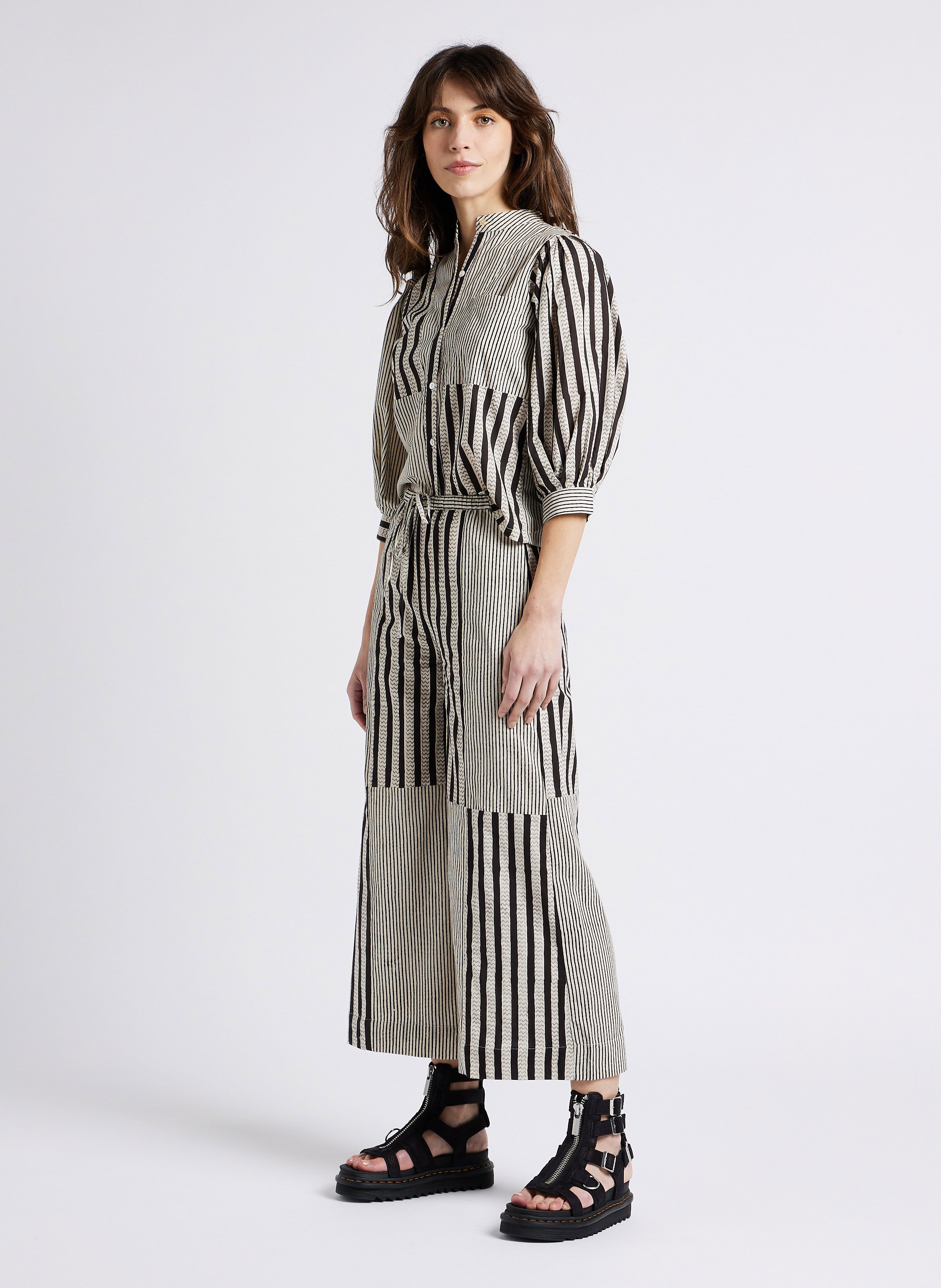 Weite Baumwollhose Schwarz