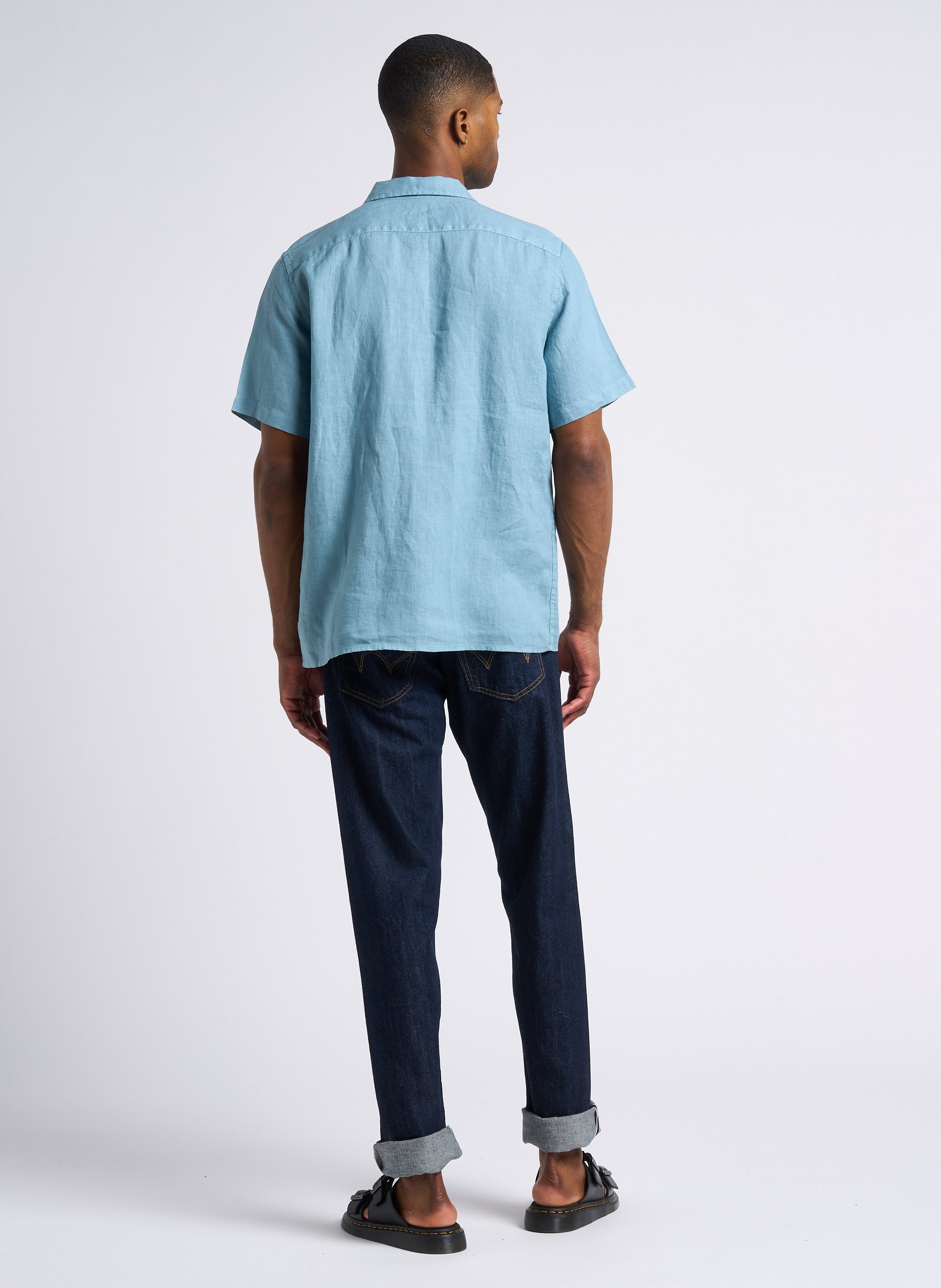 Straight linen shirt with Cuban collar PAUL SMITH Blue