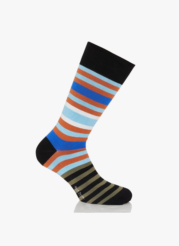 Chaussettes Rayees En Coton Black Paul Smith Homme M1A 800MO N037 79 BLACK Place des Tendances