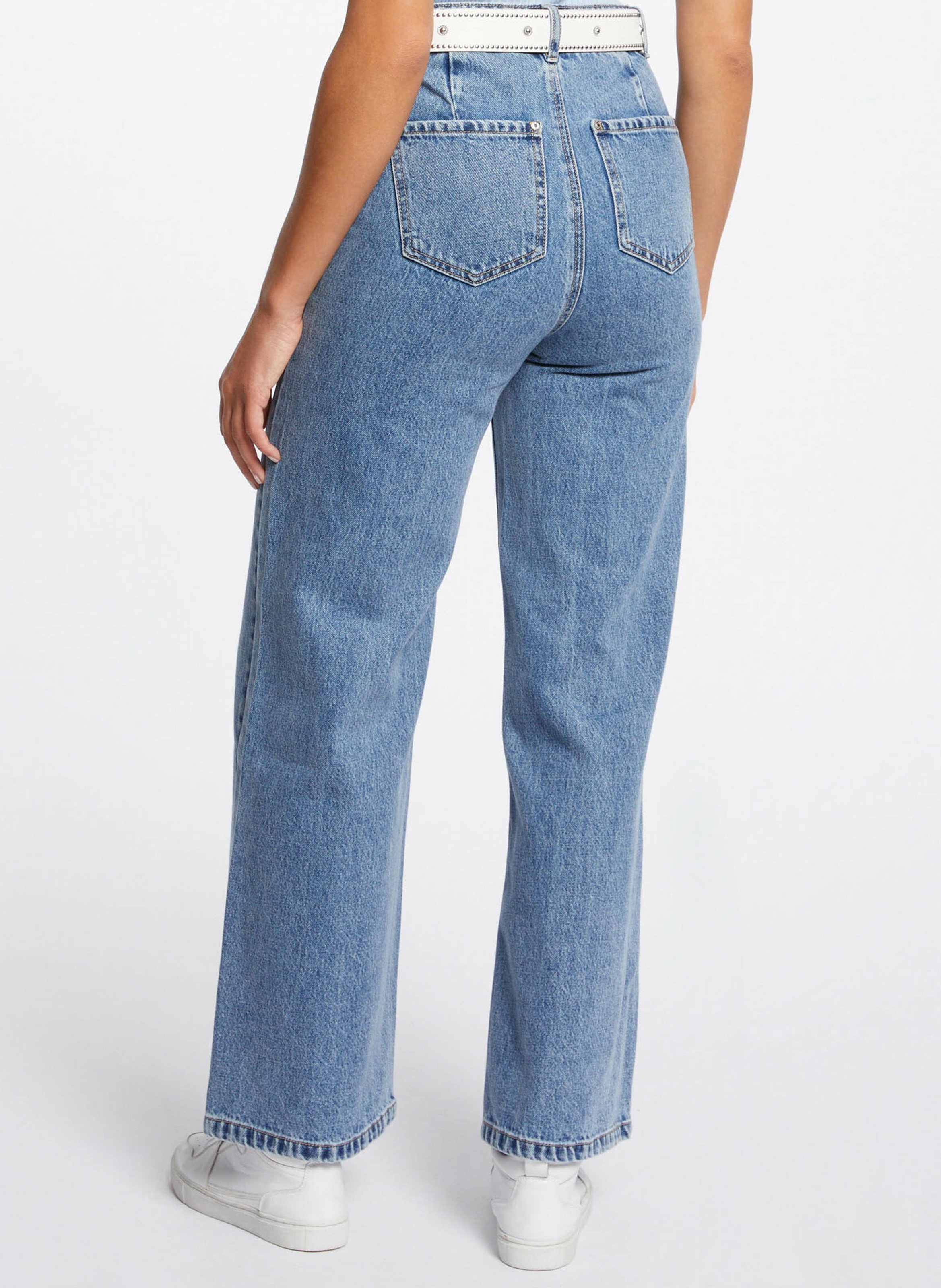 High-rise wide-leg cotton jeans MORGAN Blue