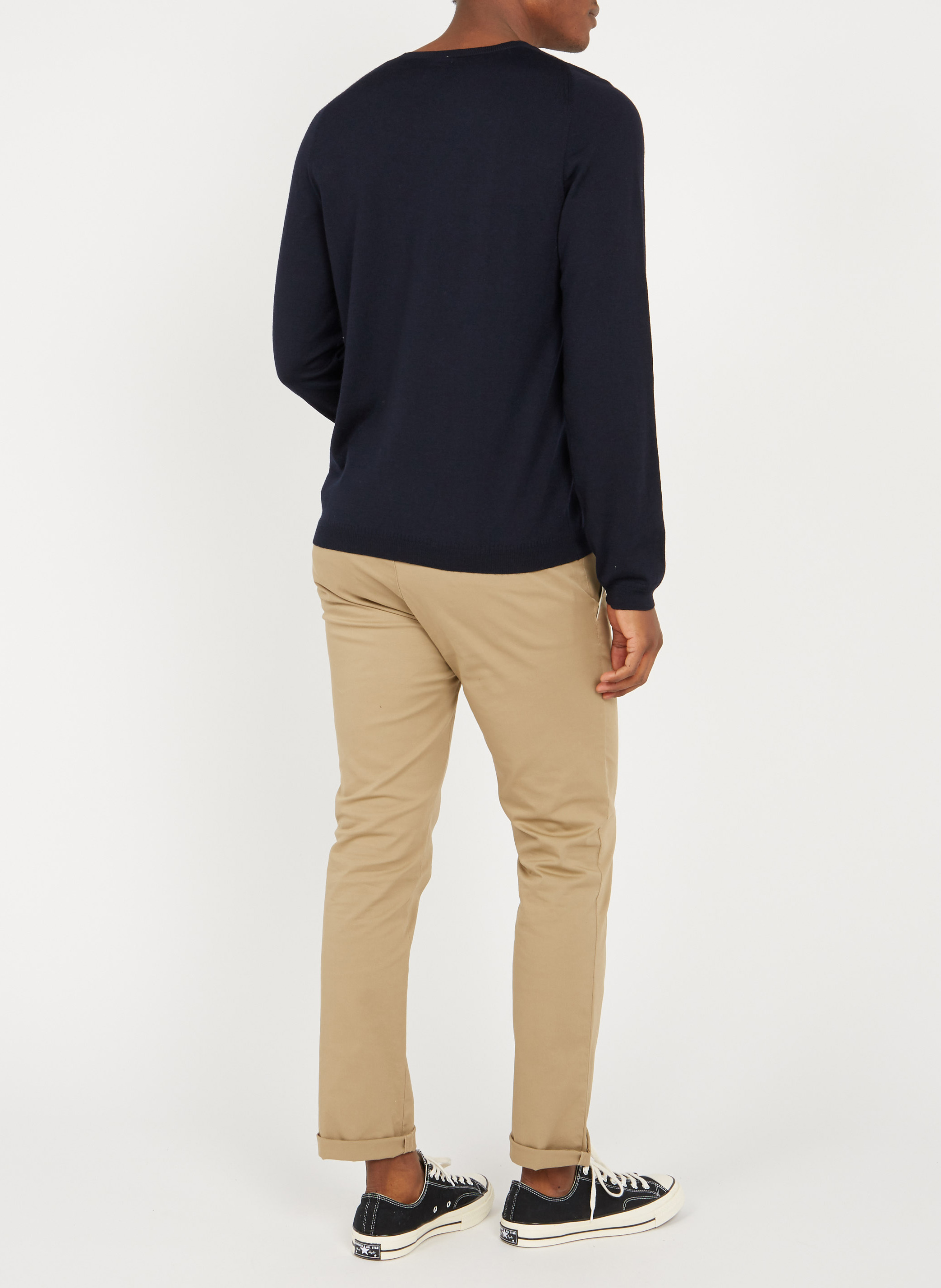 Regular-fit V-neck merino wool sweater AU PRINTEMPS PARIS Blue