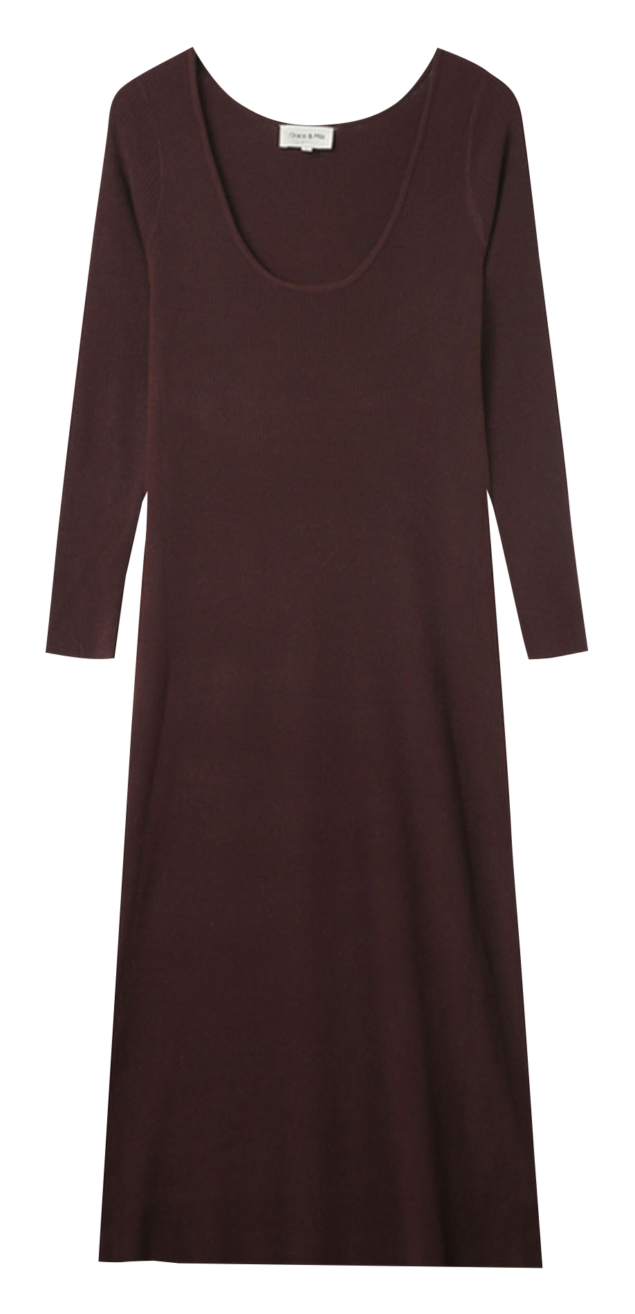 Long dress with round neckline GRACE ET MILA Brown