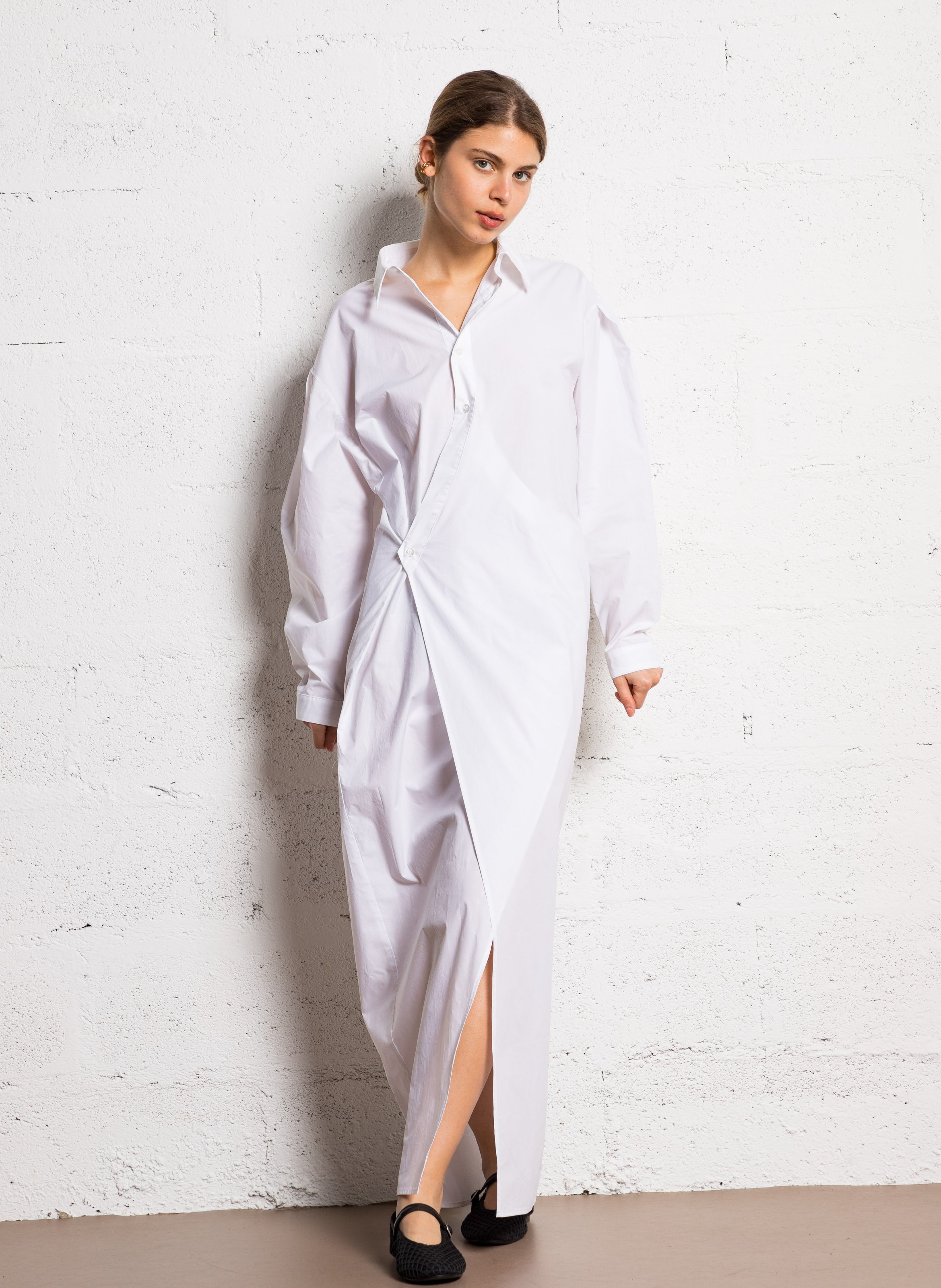 Long cotton wrap dress ATTIC AND BARN White