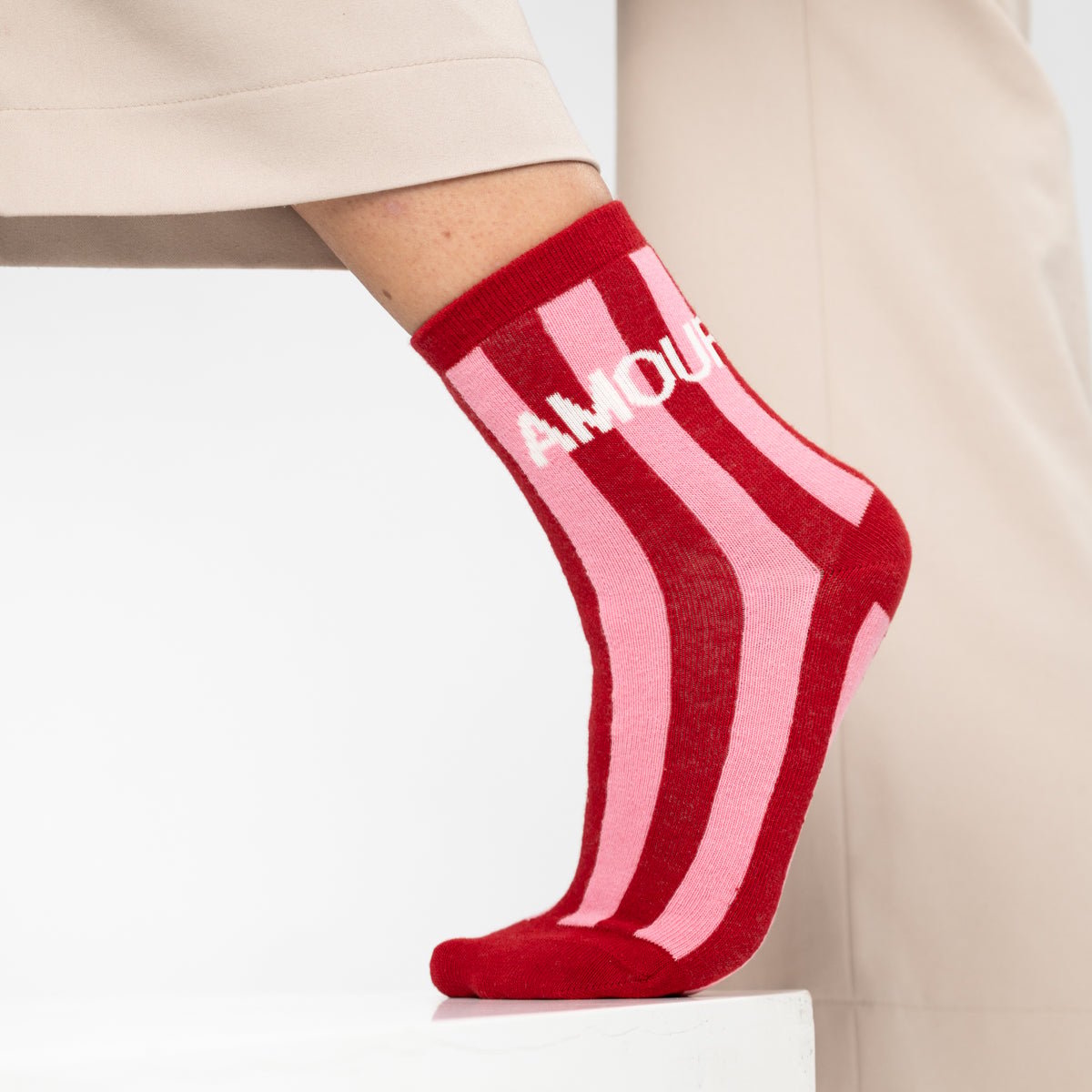 Striped combed cotton socks BILLYBELT Red