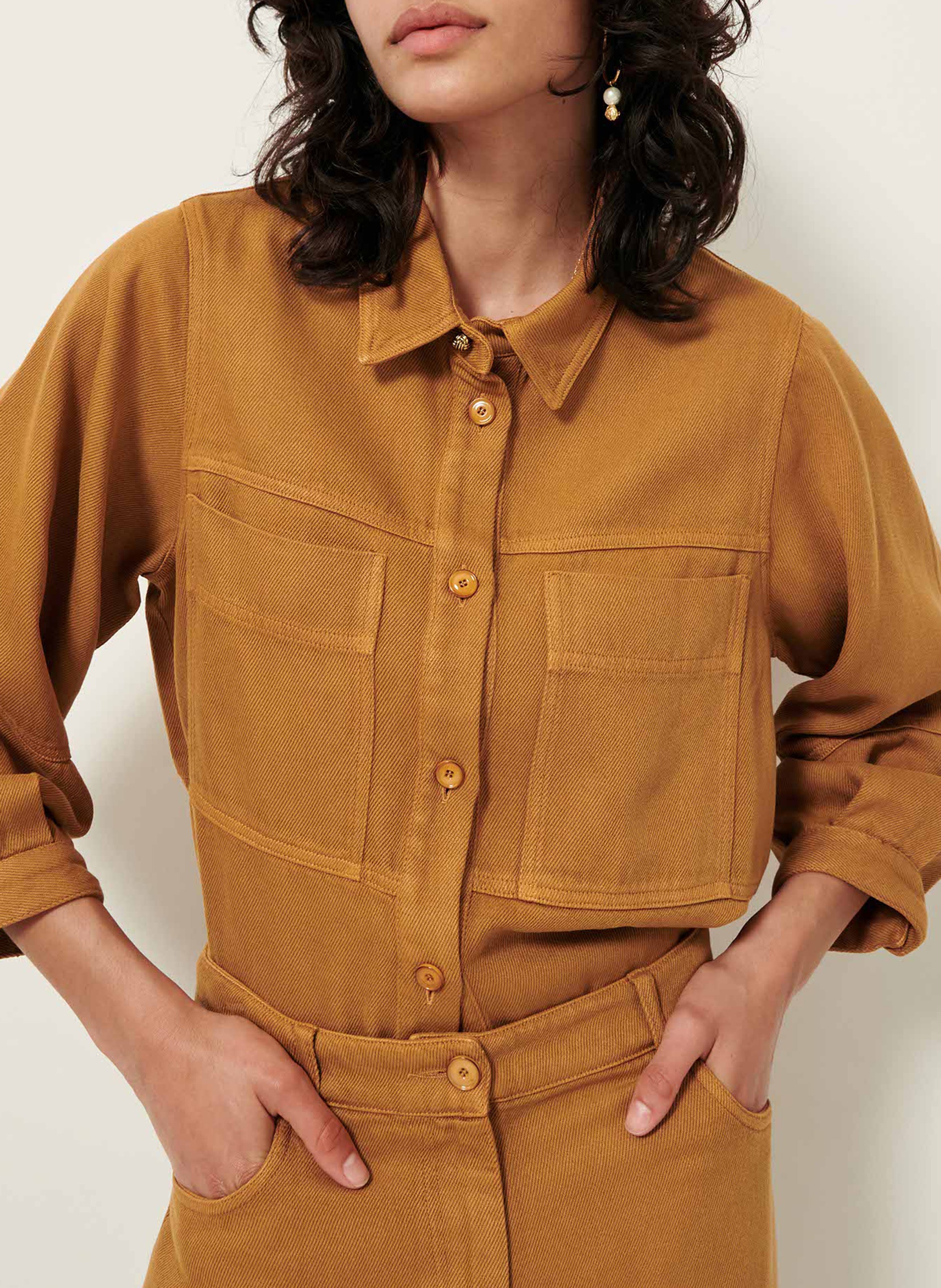 Classic-collar denim jacket SESSUN Brown