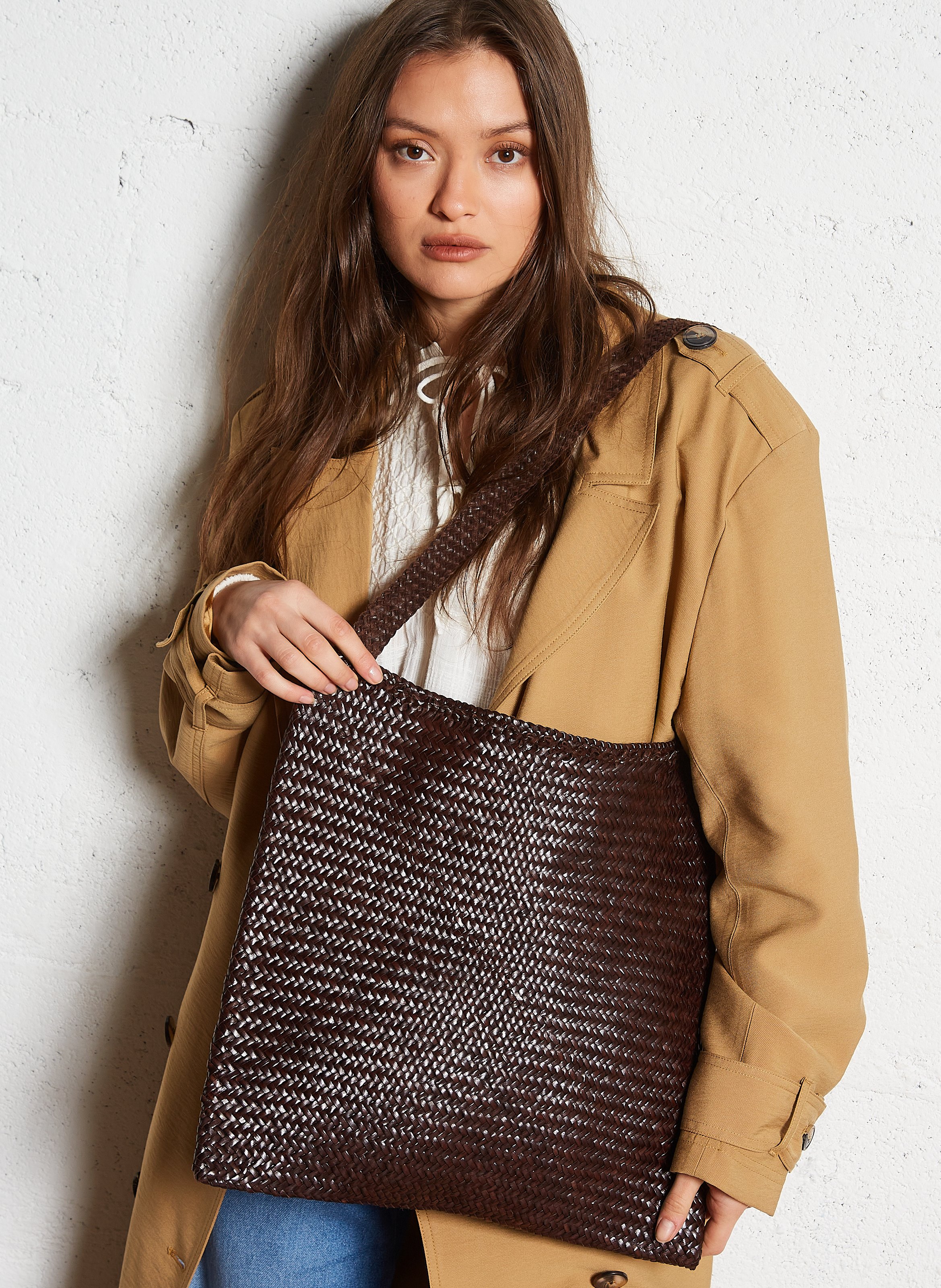 Geflochtene Leder-Tasche DRAGON DIFFUSION Braun