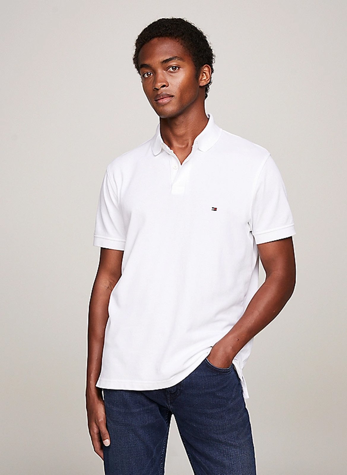 Regular-fit organic cotton-blend polo shirt TOMMY HILFIGER White