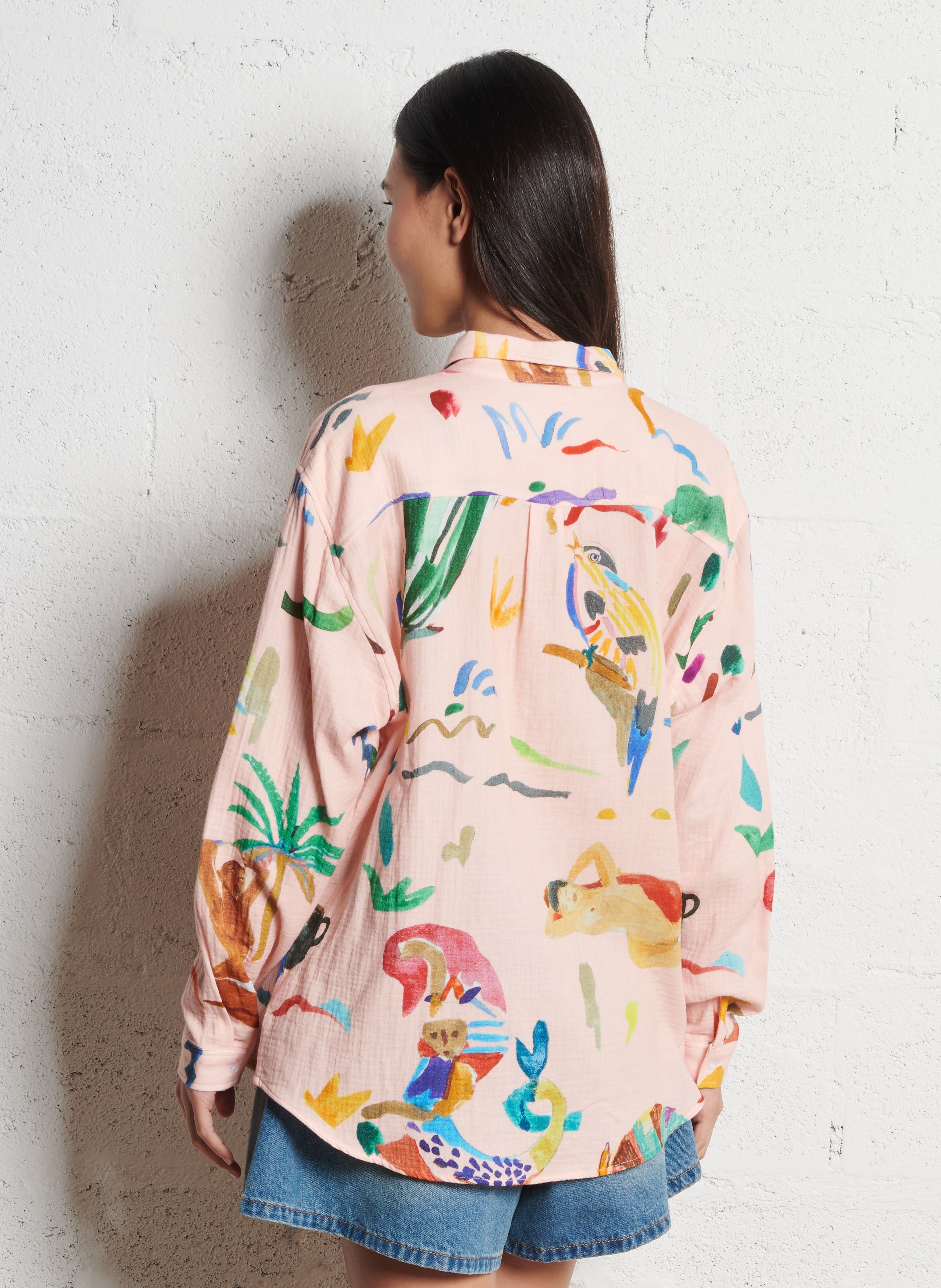 Capri plain oversized shirt G.KERO Pink