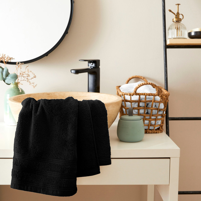 100% combed cotton hand towel COTON PUR Black