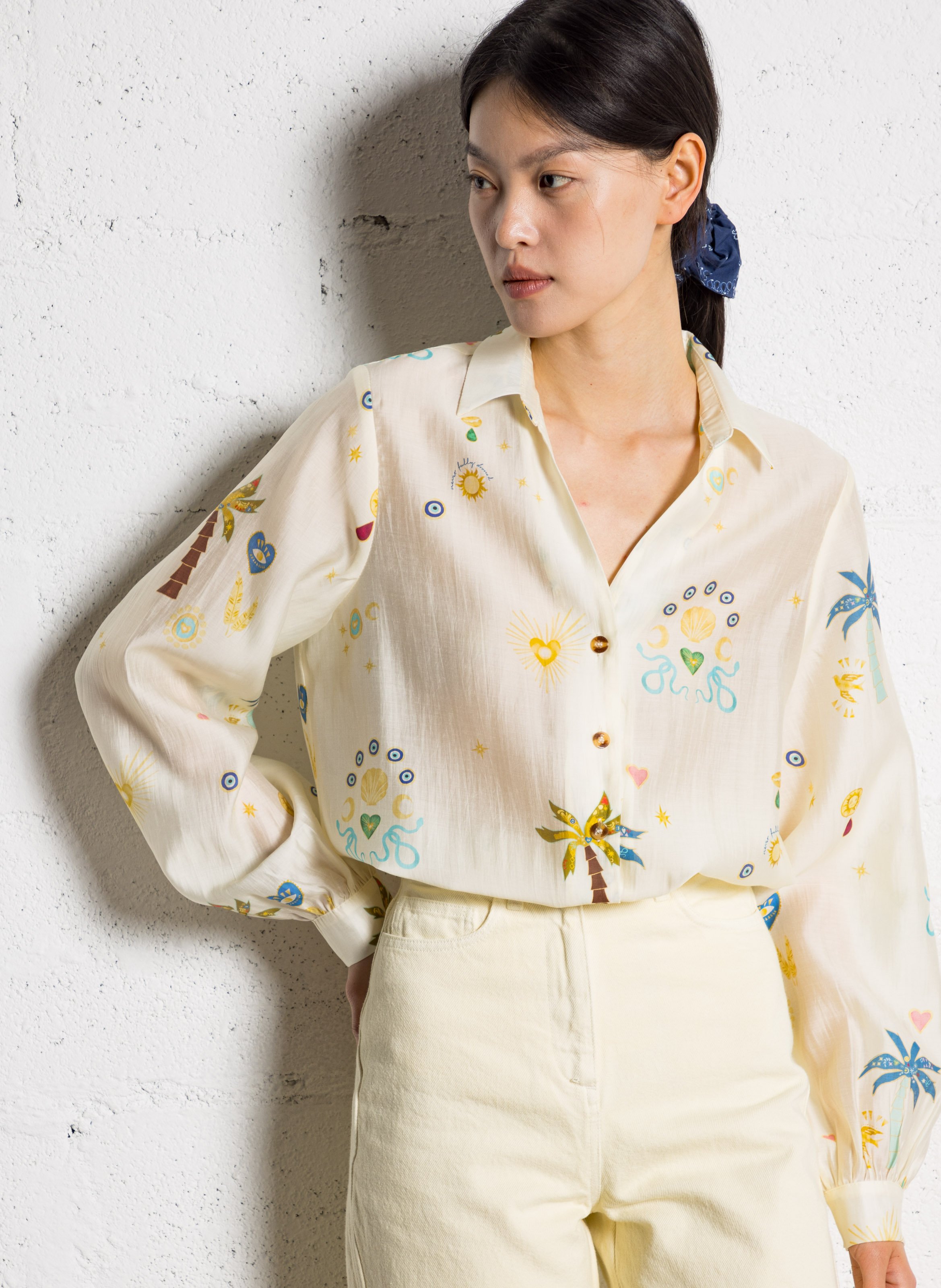 Chemise col classique imprimée NEVER FULLY DRESSED White