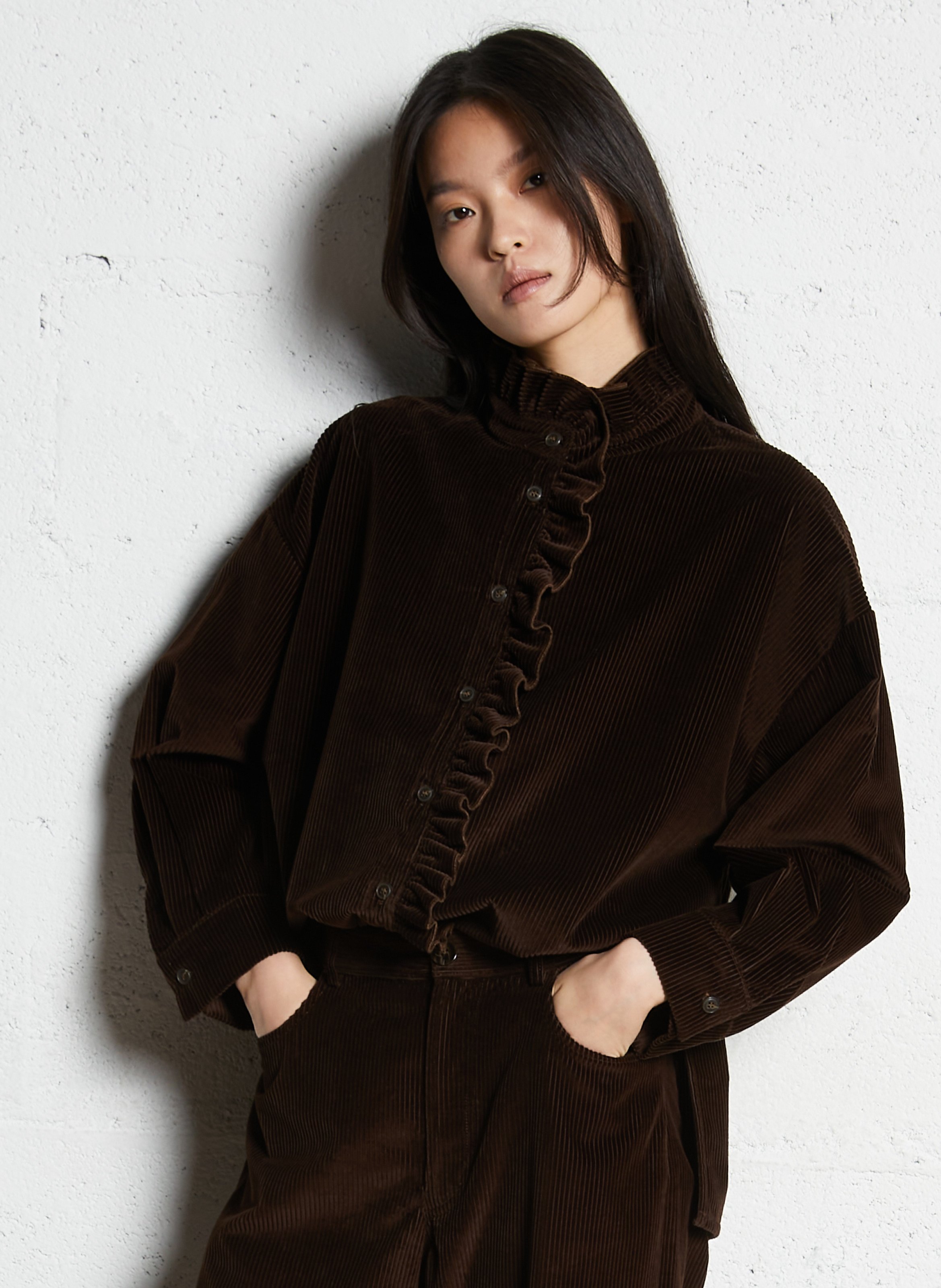 Katoenen oversized blouse SUZIE WINKLE Bruin