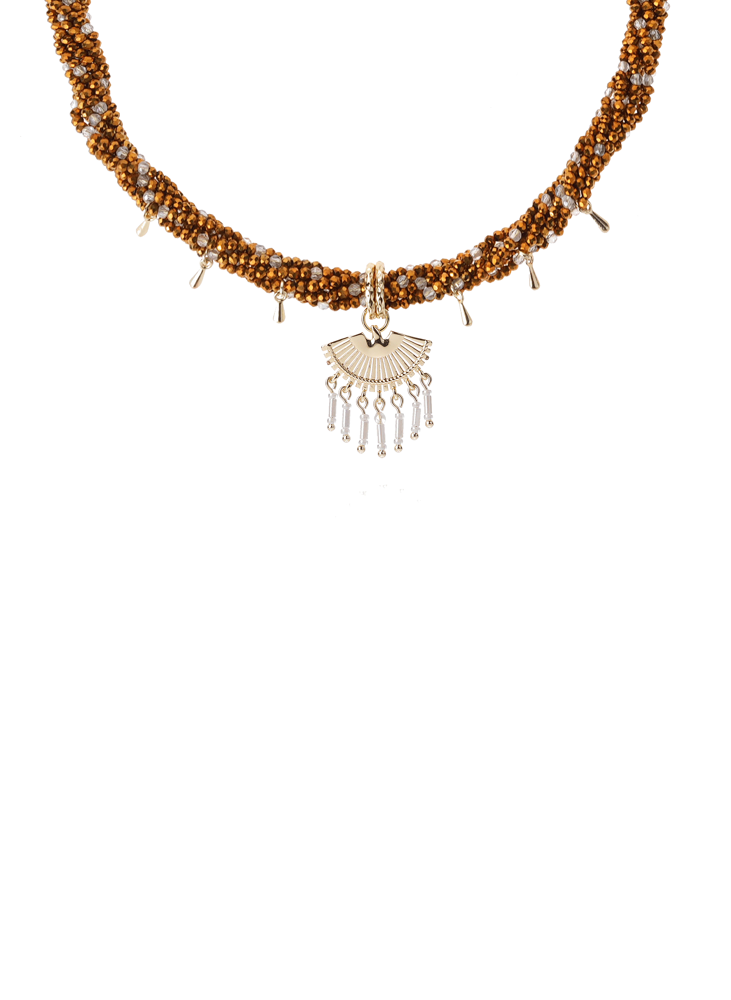 Twisted pearl necklace with charms and pendant HIPANEMA Golden