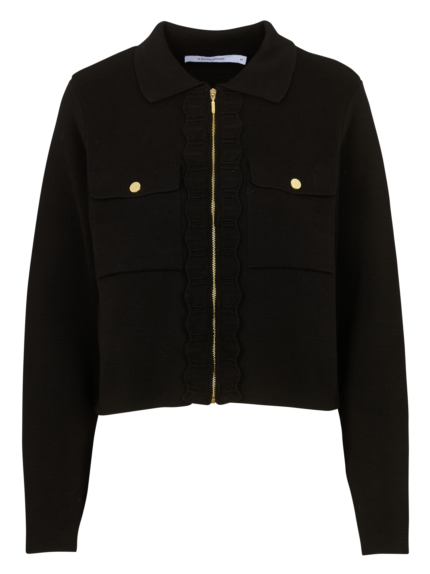 Gilet col chemise en coton bio LA FEE MARABOUTEE Noir