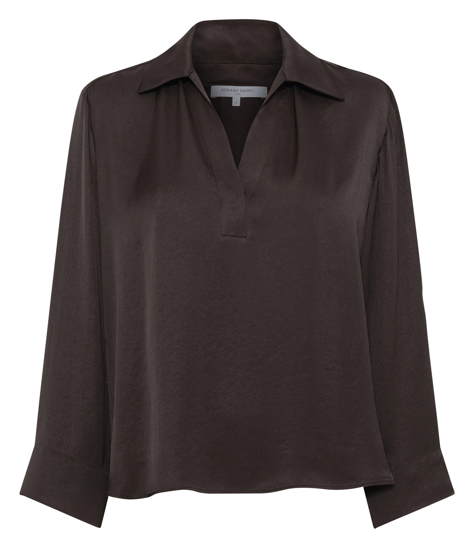 Satin V-neck blouse GERARD DAREL Brown