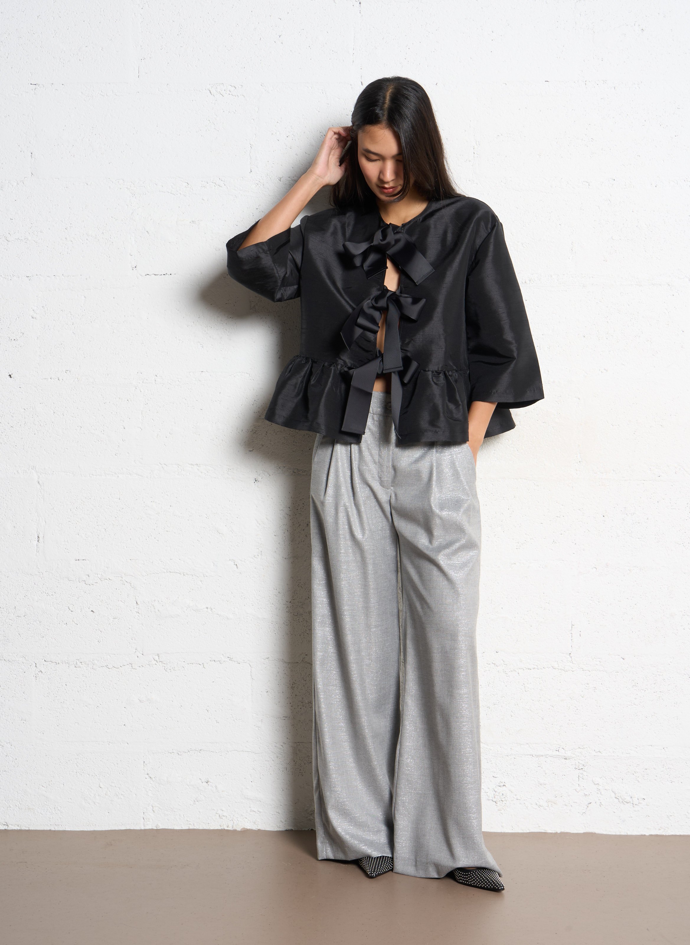 Top péplum volumineux STELLA NOVA Noir