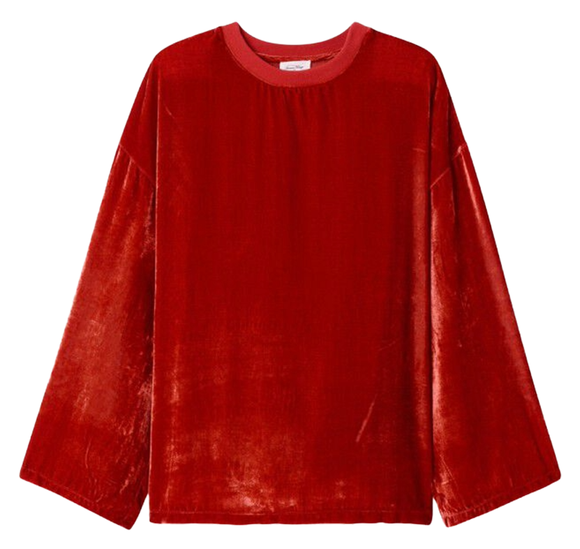 Oversized round neck plain velvet top AMERICAN VINTAGE Red