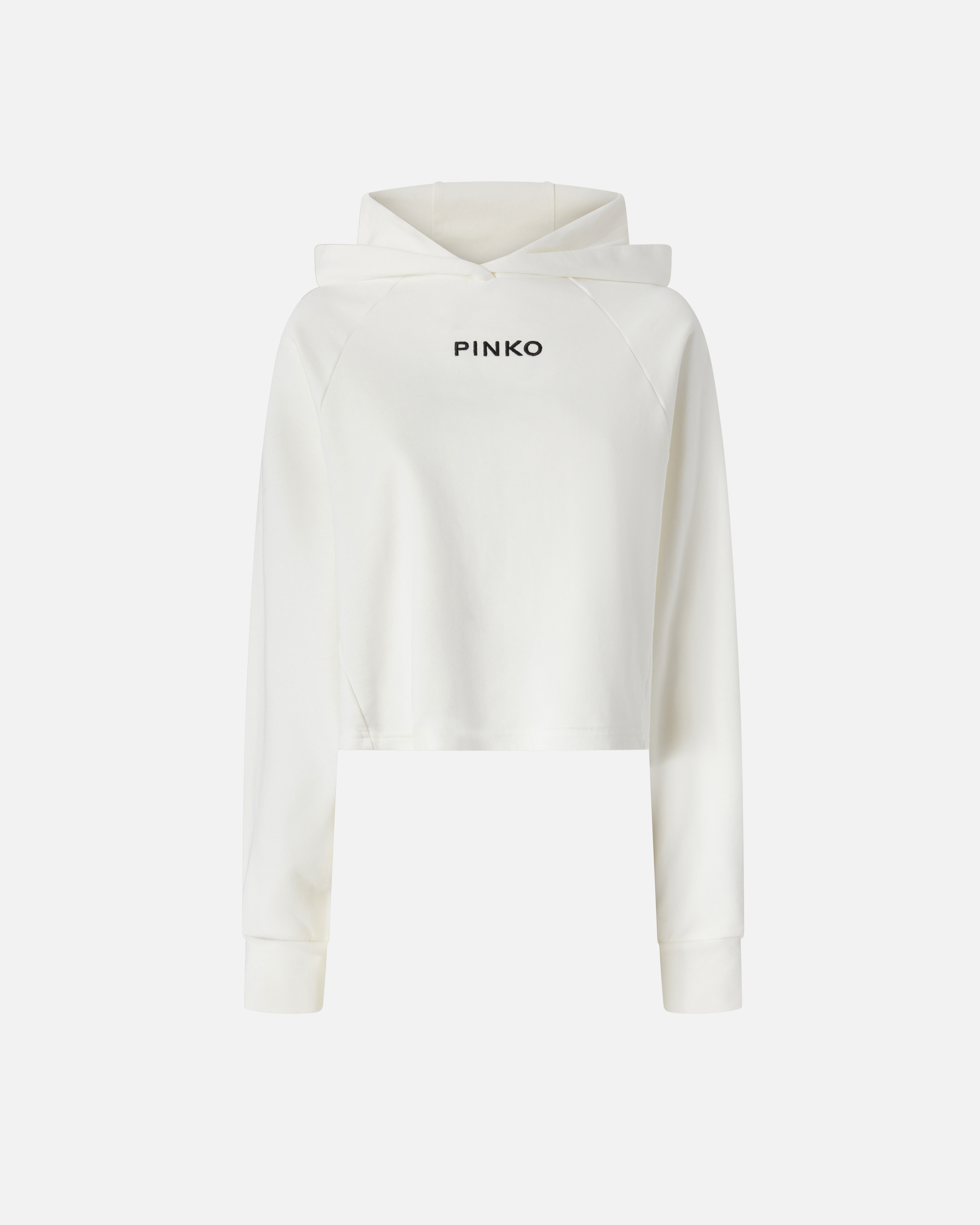 Cropped sweatshirt with embroidery PINKO White