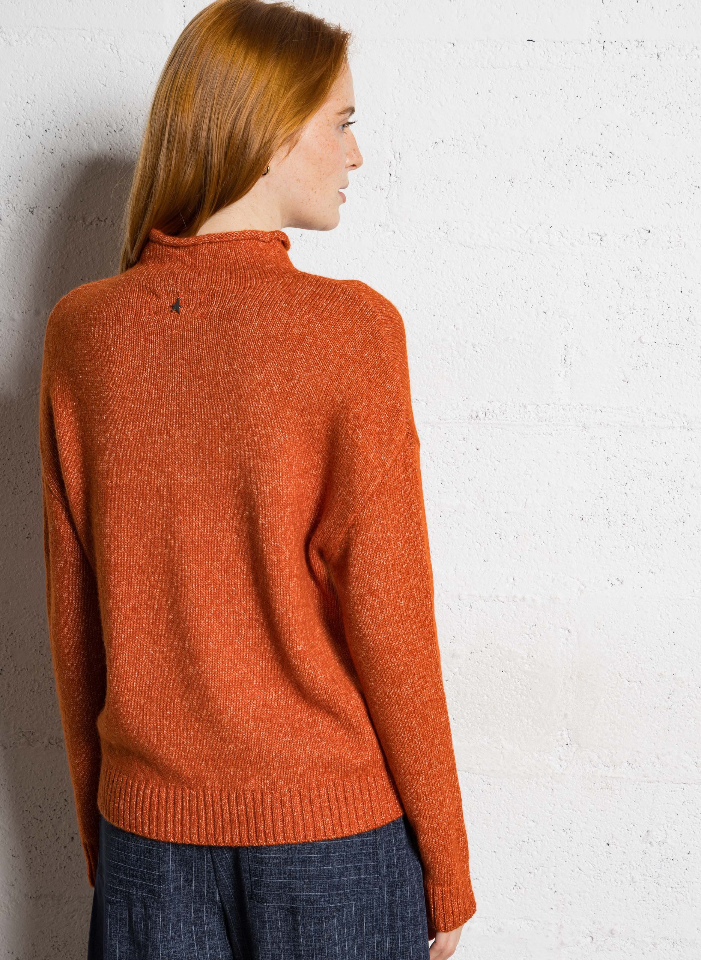 Pull oversize col montant en coton mélangé SUD EXPRESS Orange