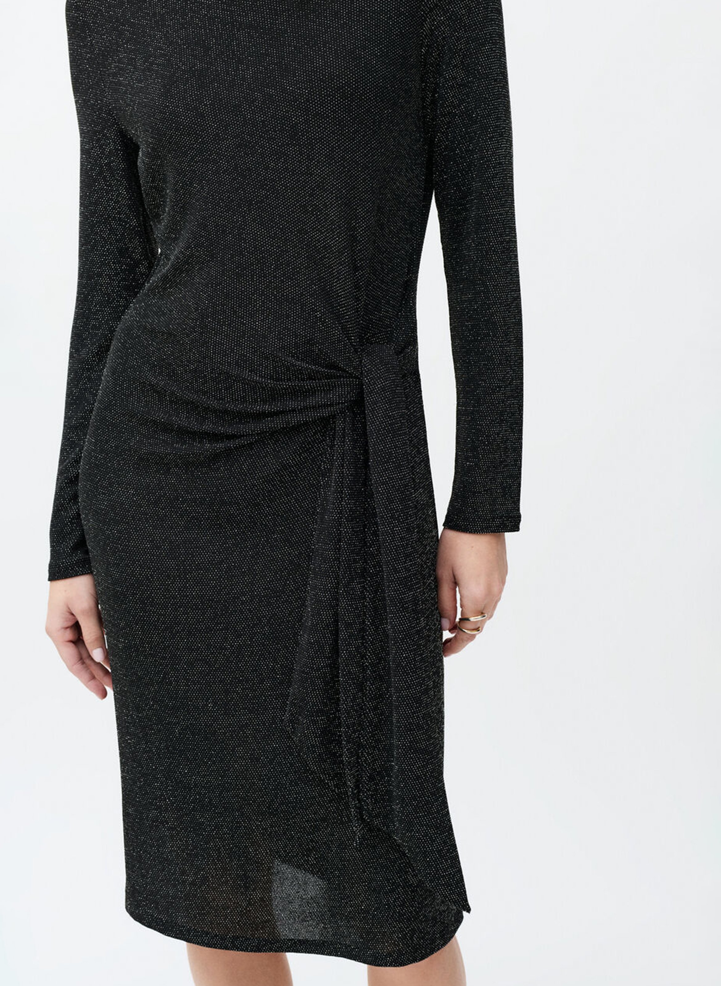 Robe longue col bateau pailleté CAROLL Gris