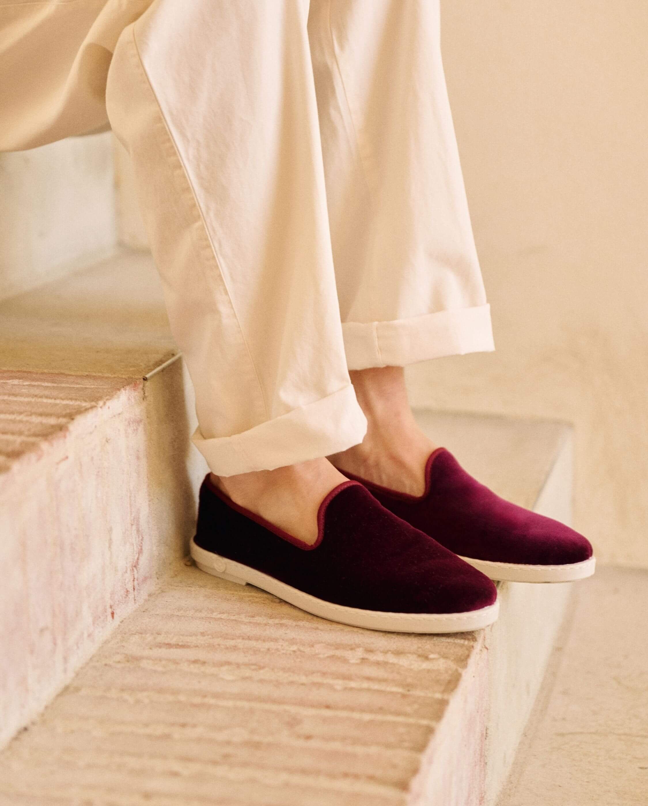 Chausson homme velours, bordeaux ANGARDE Rouge